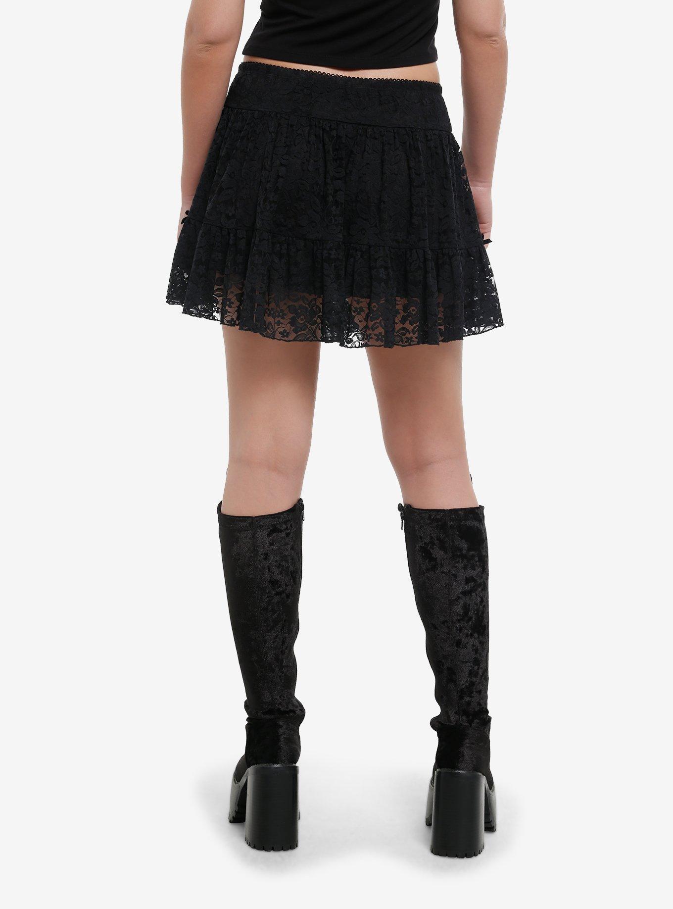 Social Collision Bat Charm Black Lace Skort, , hi-res