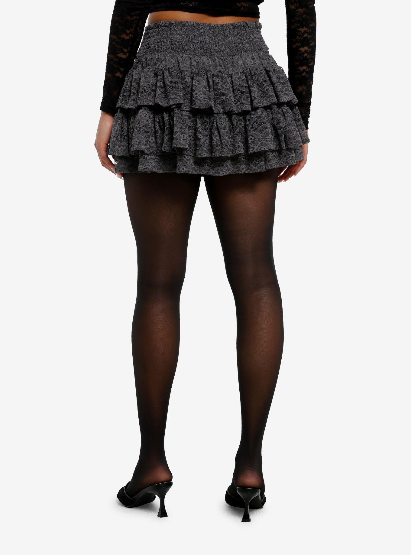 Cosmic Aura Grey Lace Tiered Skort, , hi-res