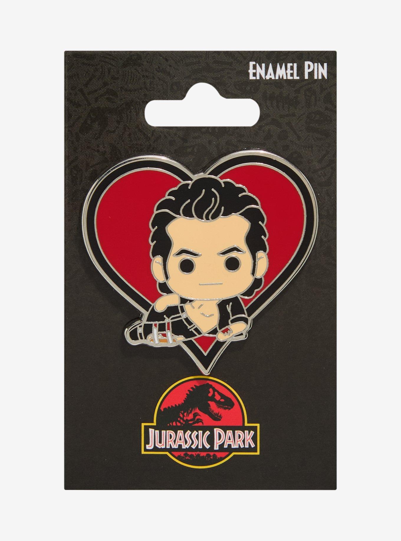 Jurassic Park Ian Malcolm Chibi Heart Enamel Pin, , hi-res