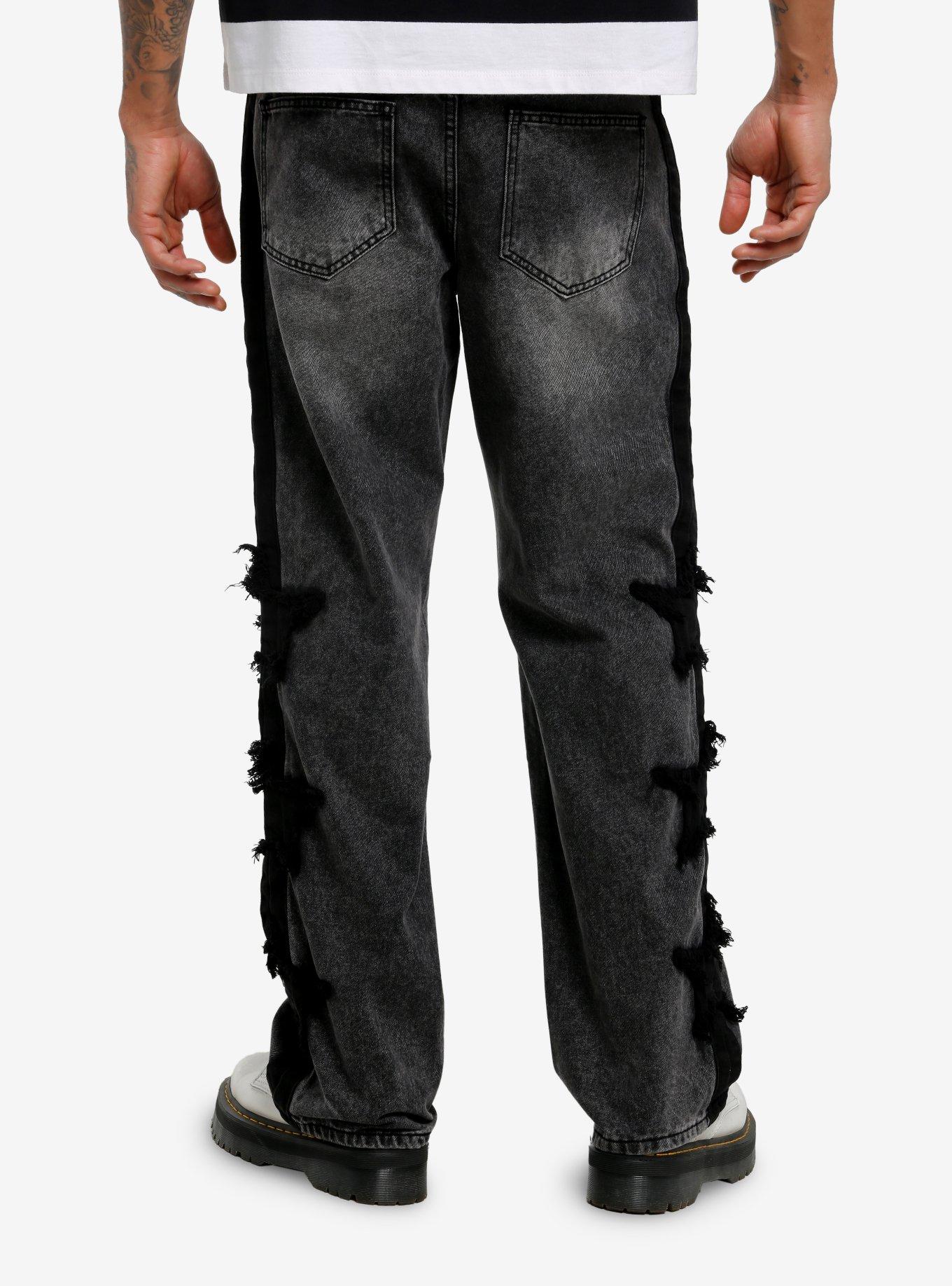 Black Star Patch Straight Leg Jeans, , hi-res