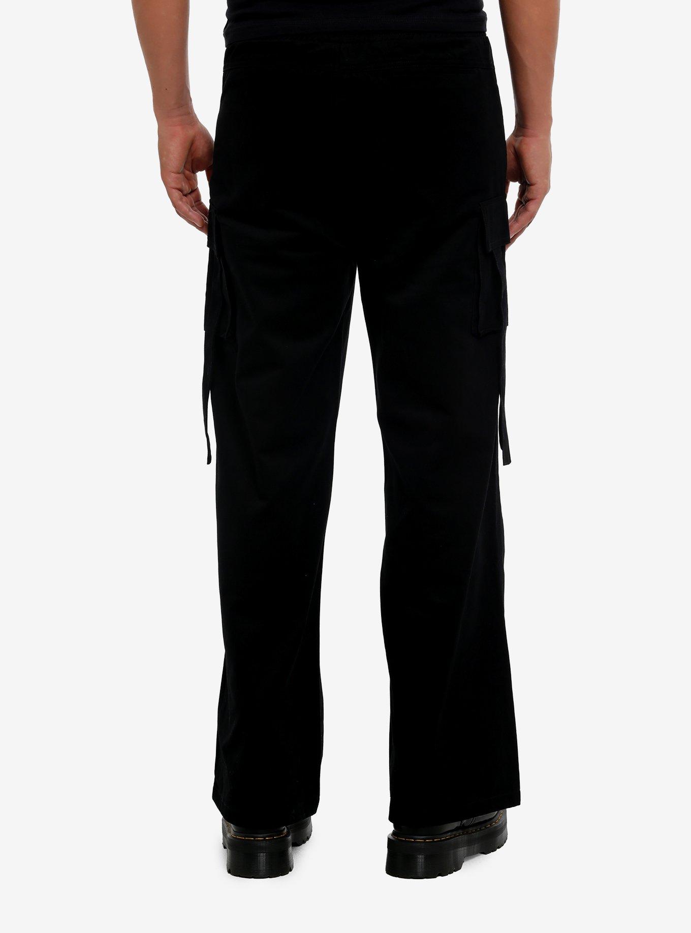 Black Wide Leg Cargo Pants, , hi-res