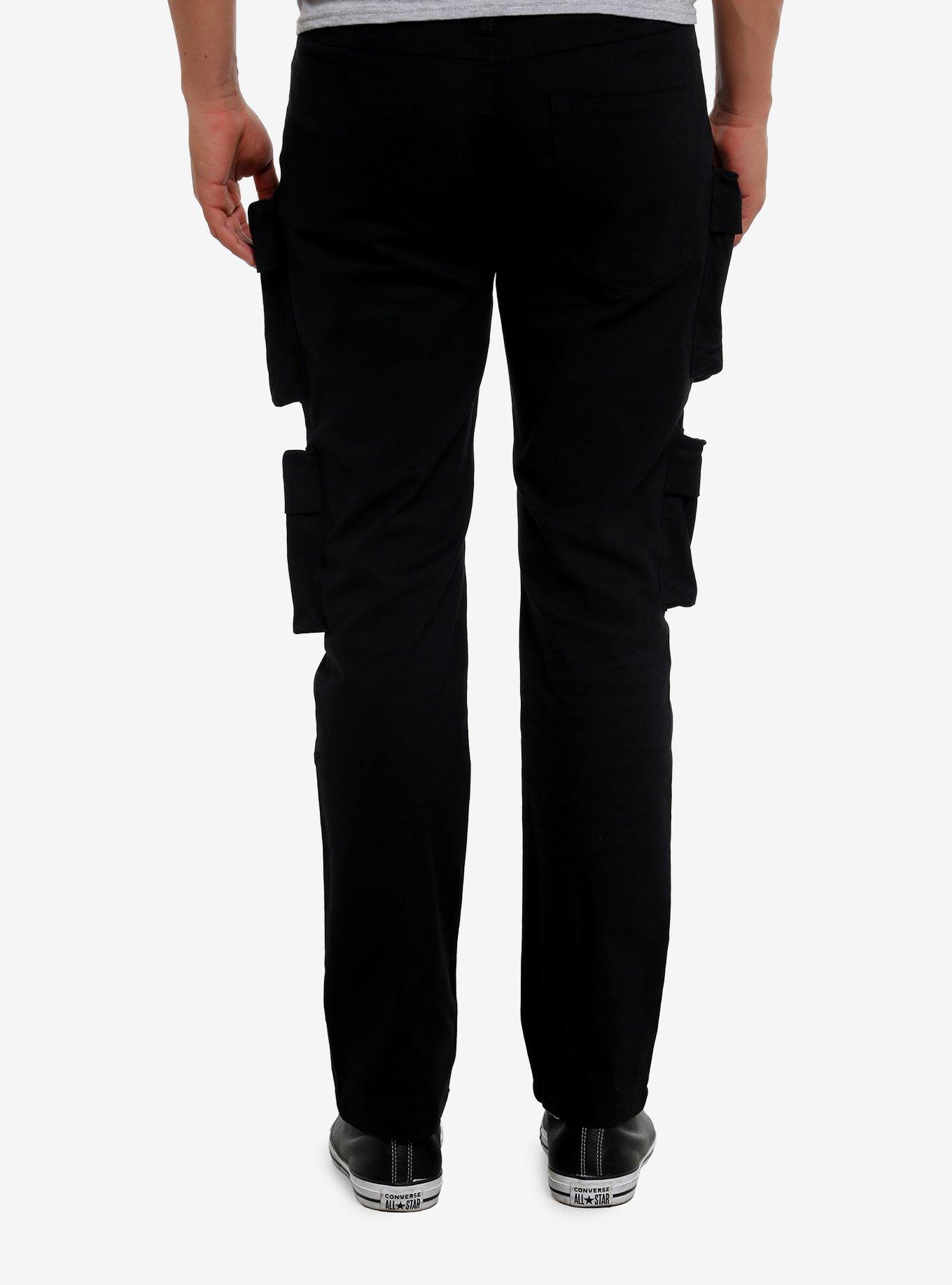 Black Four Cargo Pocket Skinny Pants, , hi-res