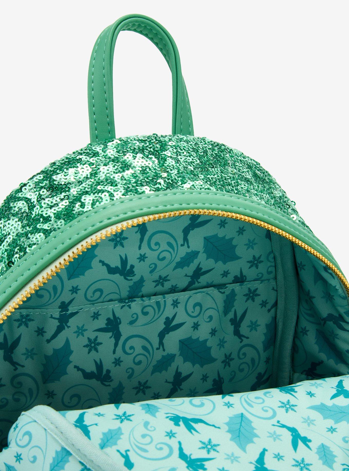 Loungefly Disney Tinker Bell Holiday Sequined Crossbody Bag, , alternate