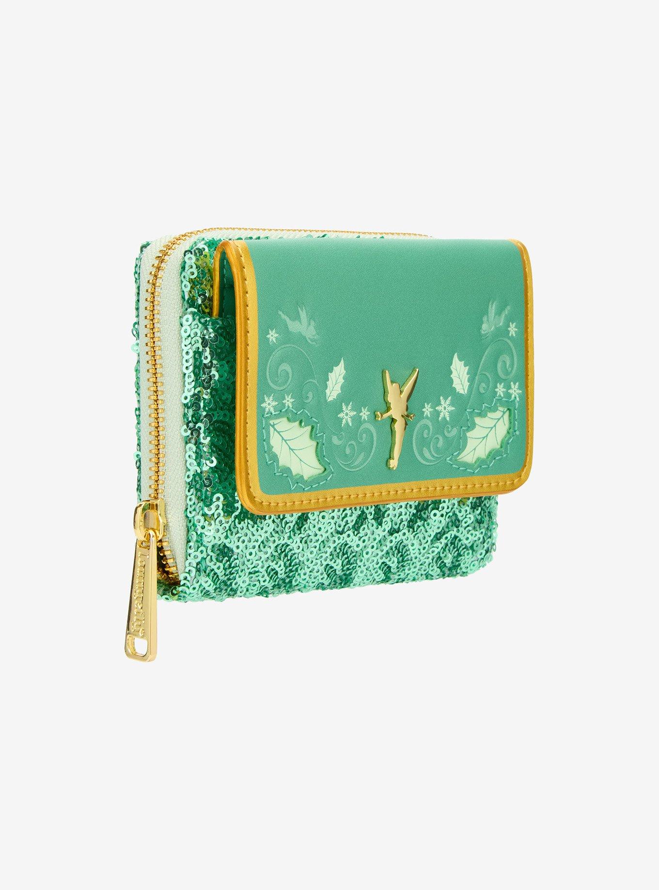 Loungefly Disney Tinker Bell Holiday Sequined Mini Zipper Wallet, , hi-res