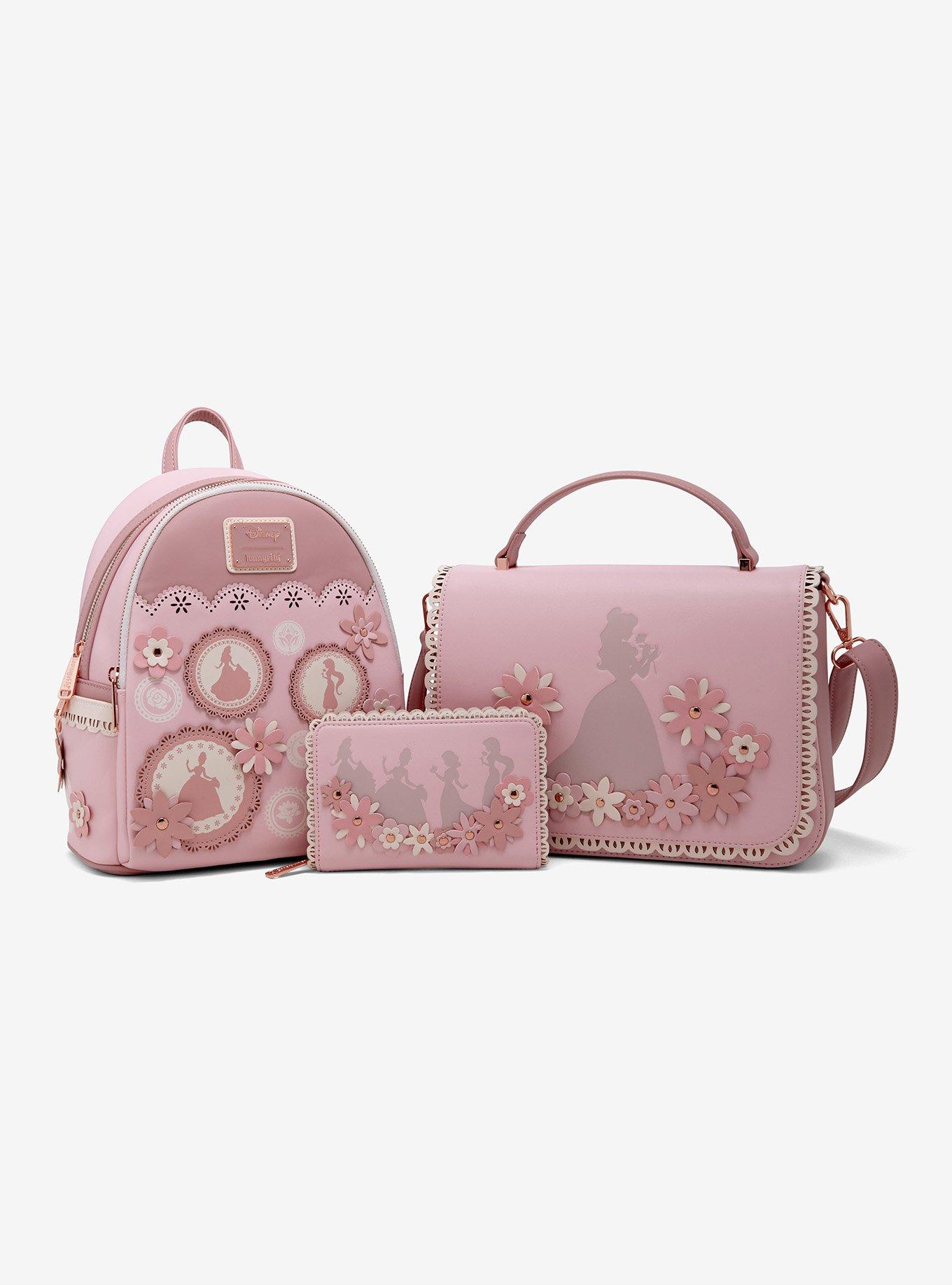 Loungefly Disney Princess Belle Pink Floral Crossbody Bag, , alternate
