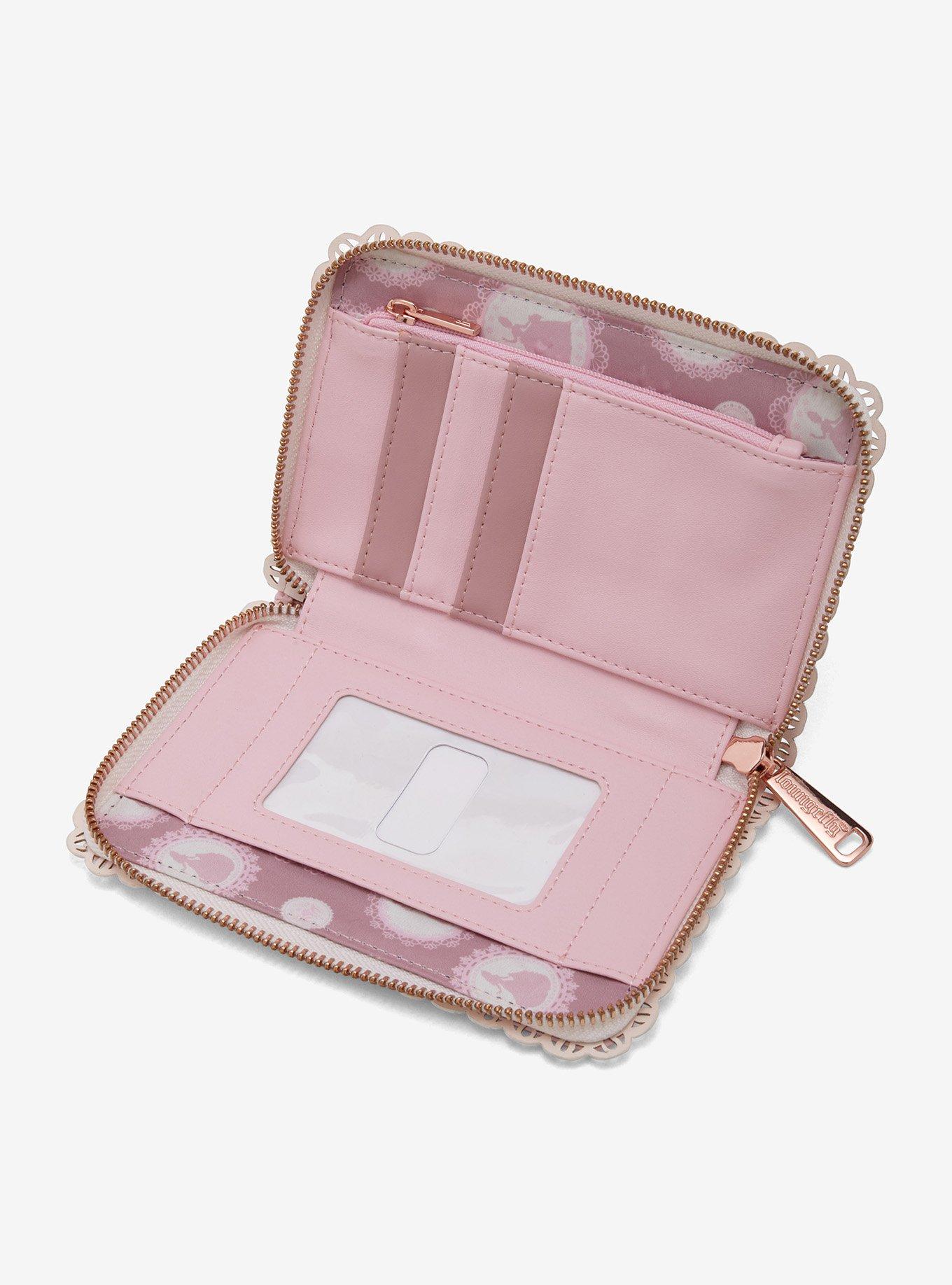 Loungefly Disney Princess Pink Floral Mini Zipper Wallet, , alternate