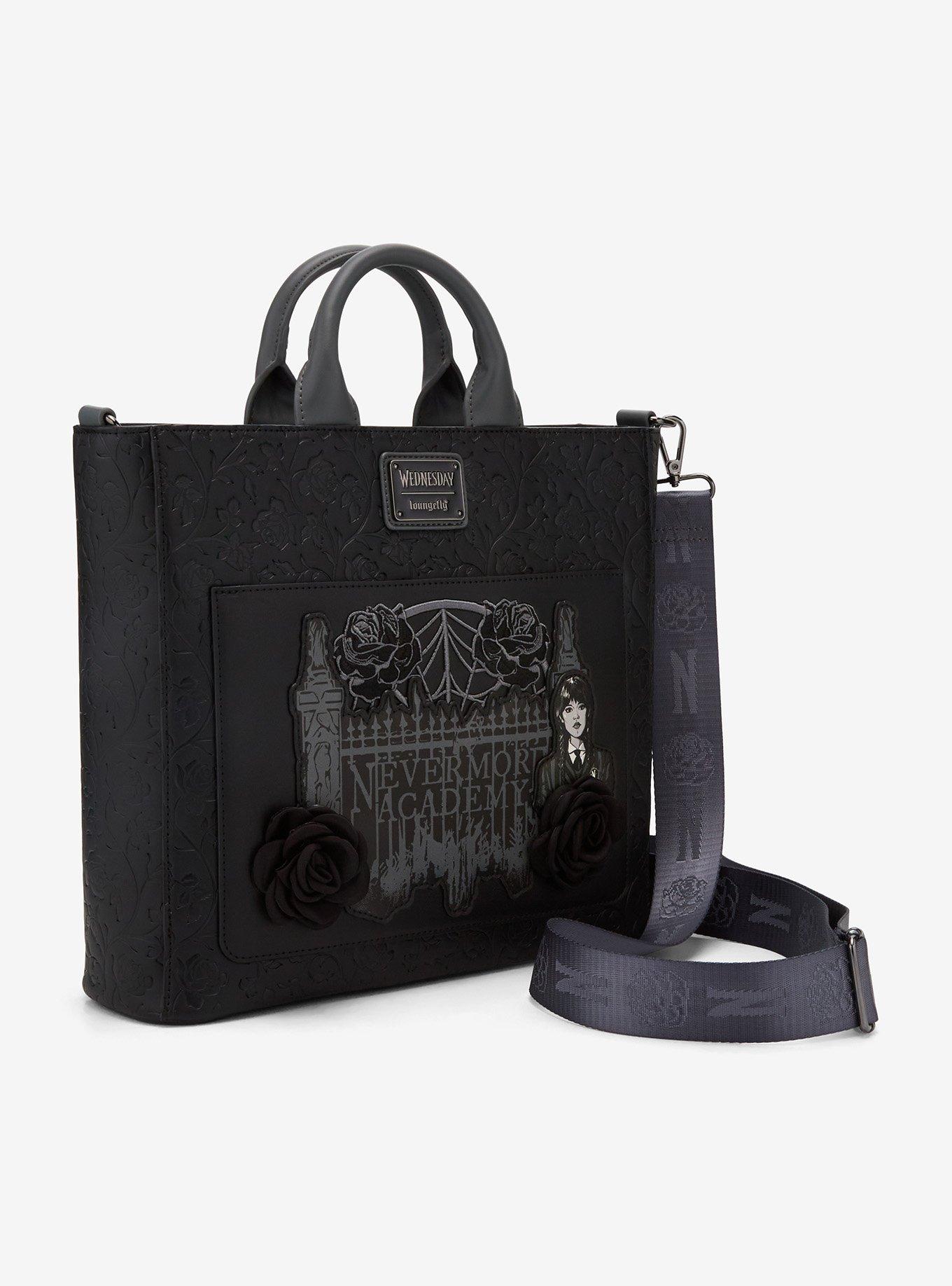 Loungefly Wednesday Black Rose Convertible Tote Bag - Thumbnail 3