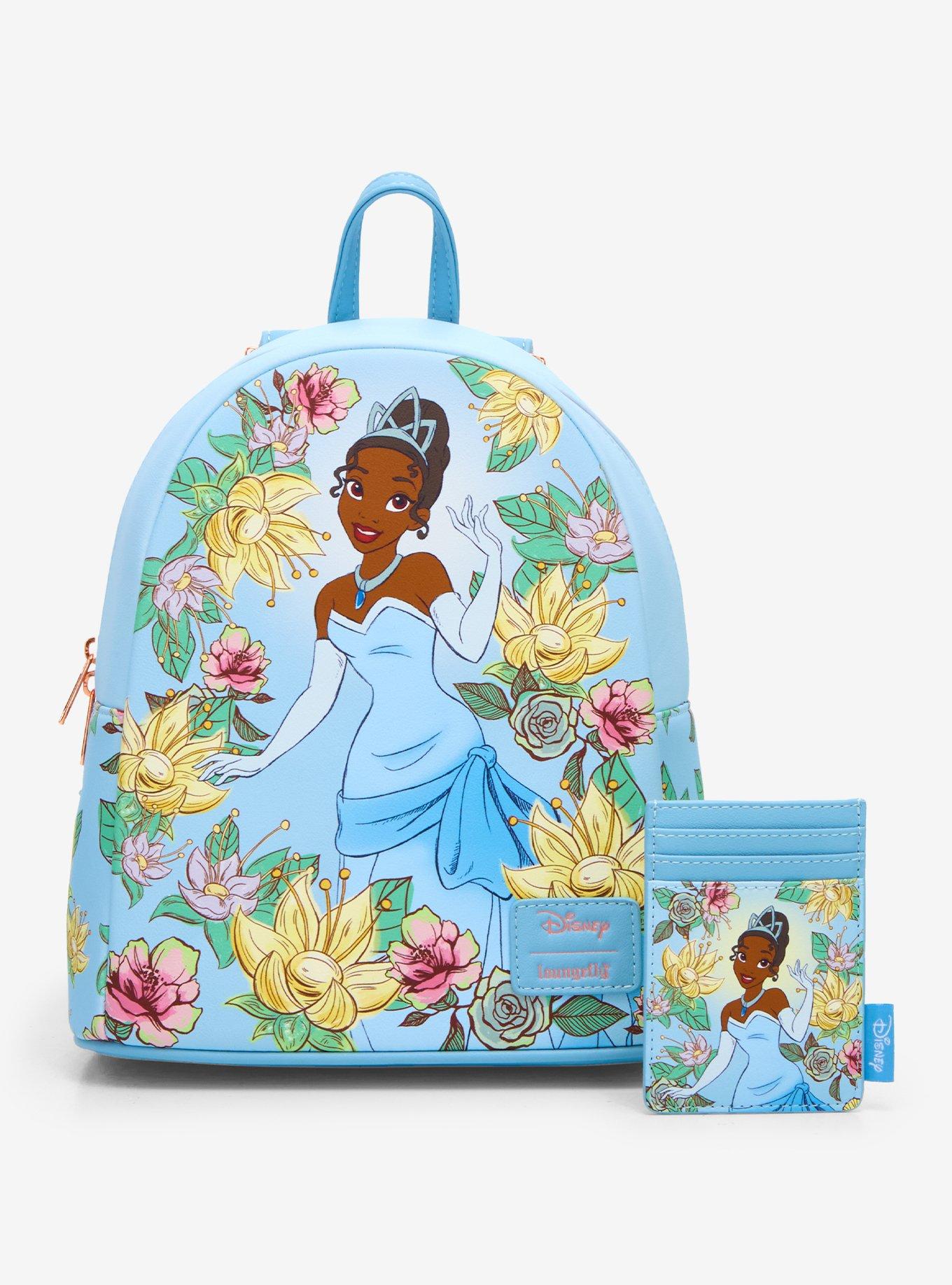 Loungefly Disney The Princess And The Frog Blue Floral Mini Backpack, , alternate