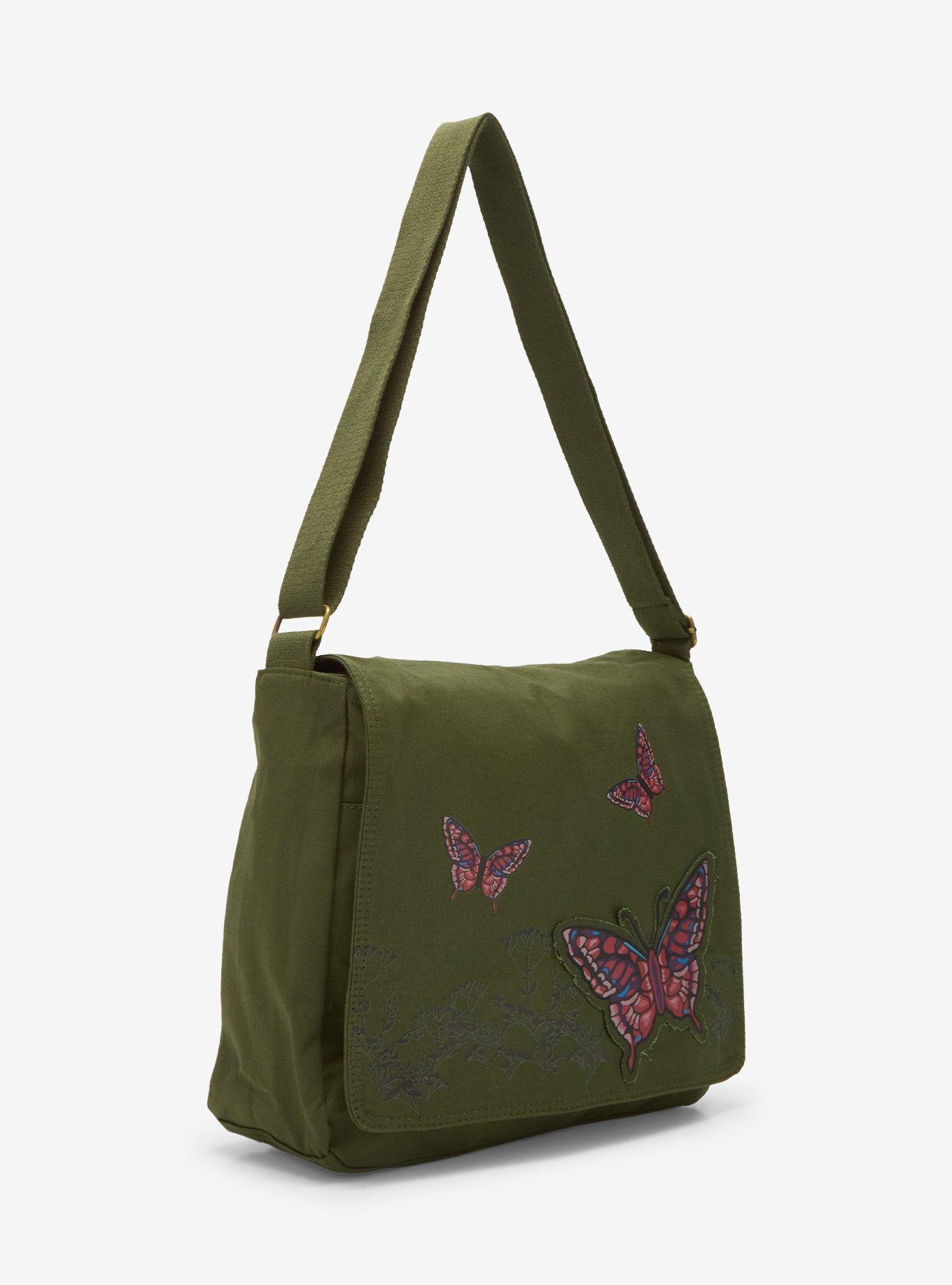 Butterfly Forest Green Messenger Bag, , hi-res