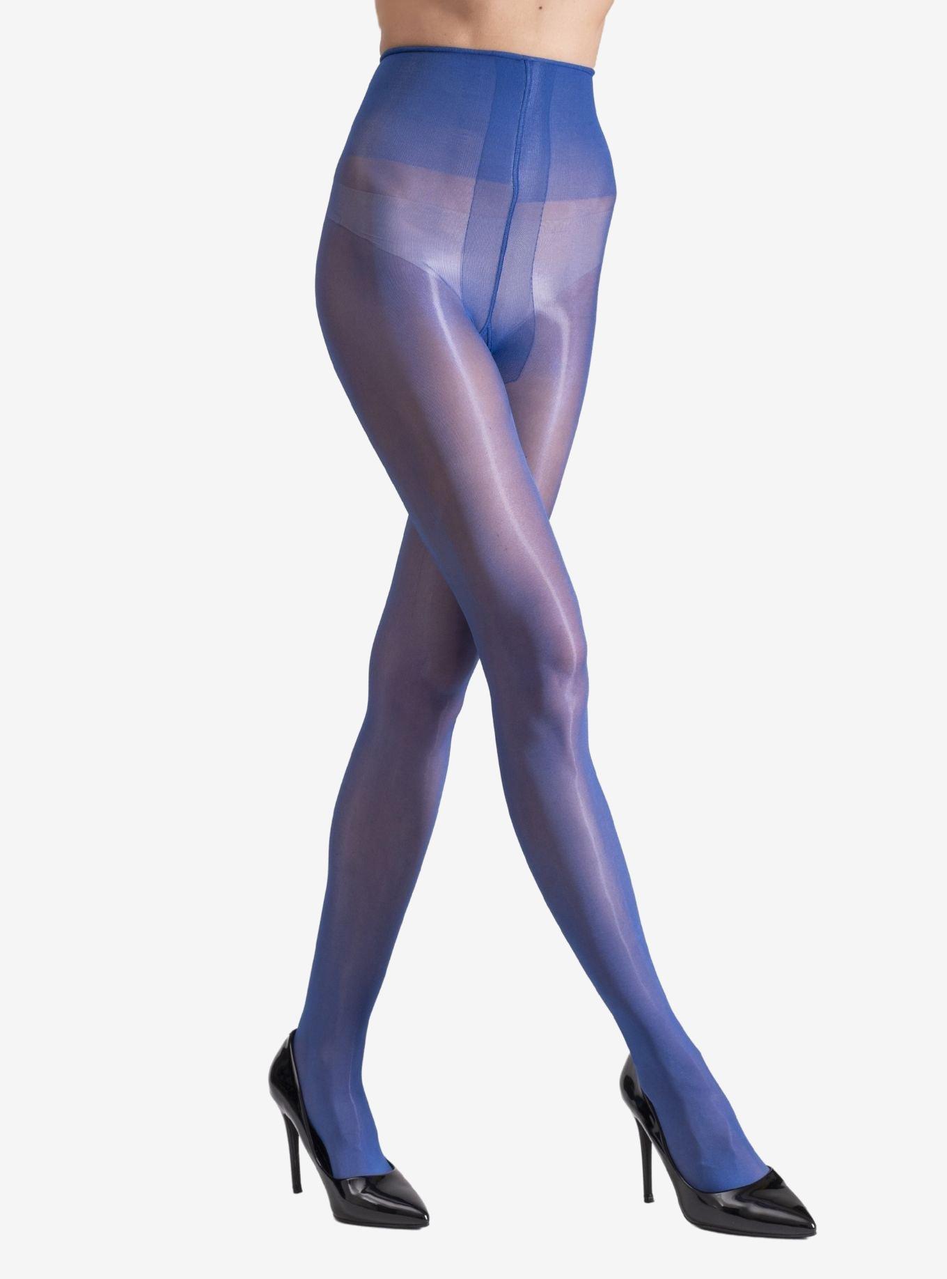 LECHERY Blue Lustrous Silky Shiny 20 Denier Tights, BLUE, alternate