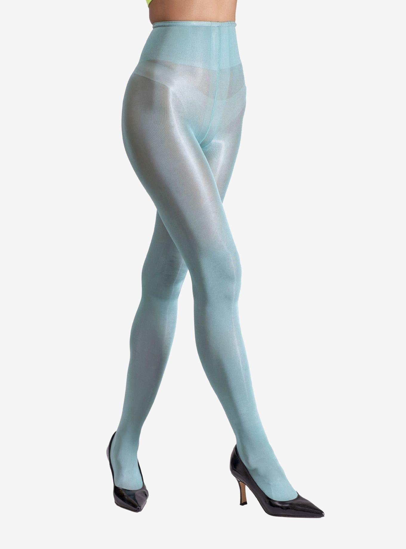 LECHERY Green Lustrous Silky Shiny 20 Denier Tights, , hi-res