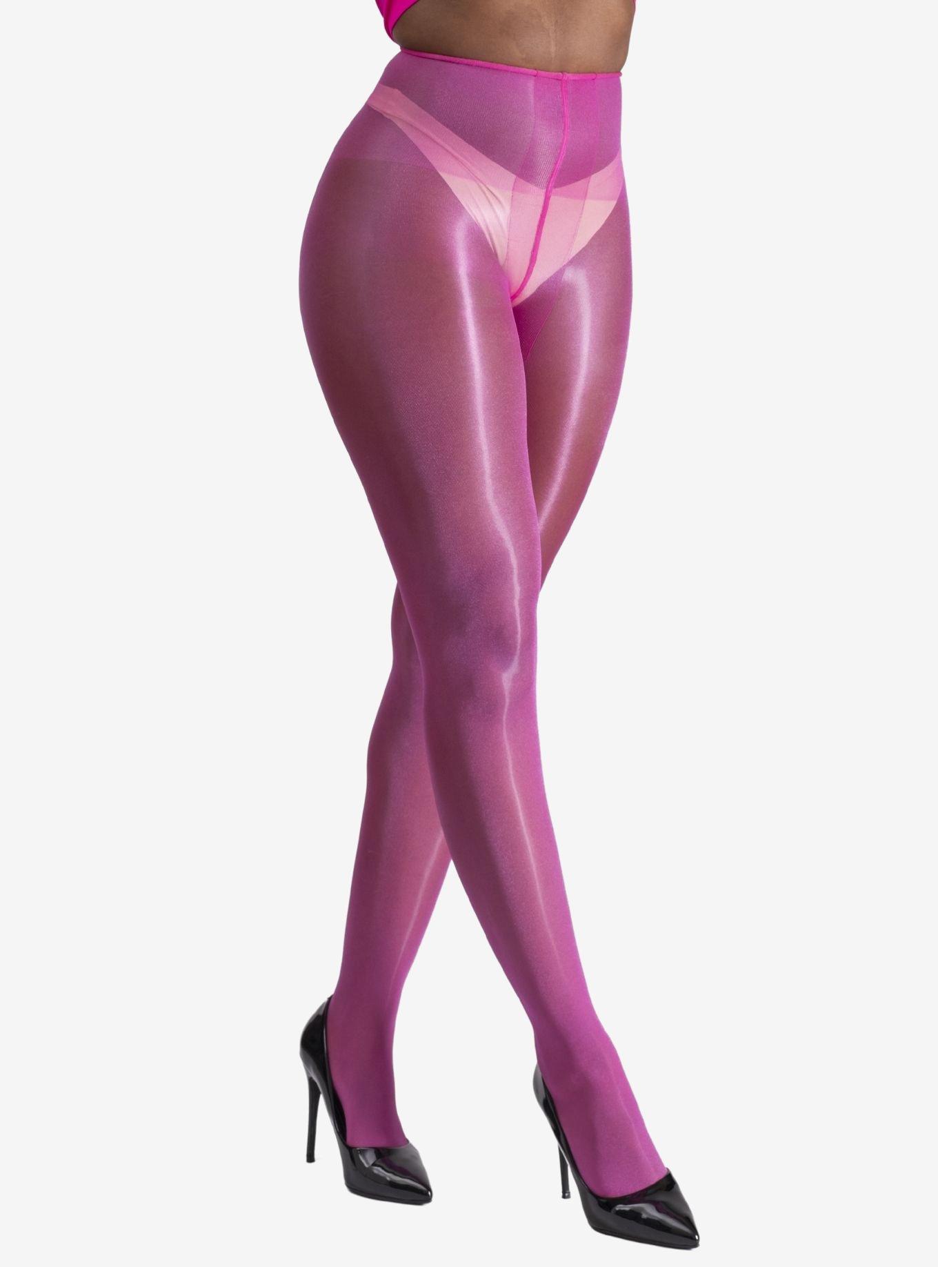 LECHERY Pink Lustrous Silky Shiny 20 Denier Tights, PINK, alternate