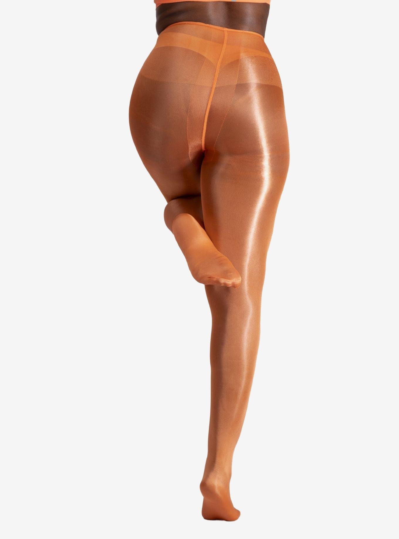 LECHERY Orange Lustrous Silky Shiny 20 Denier Tights, ORANGE, alternate