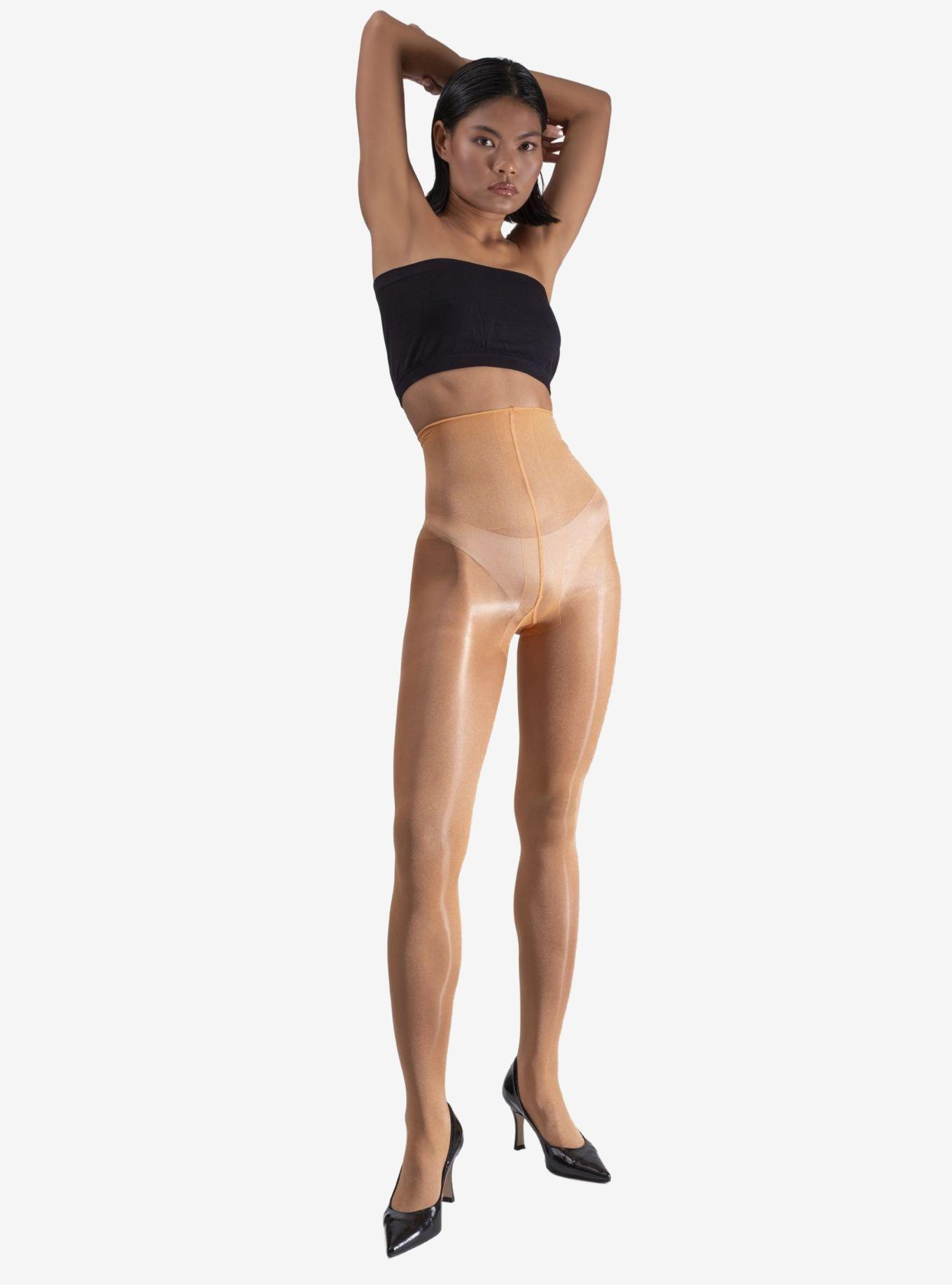 LECHERY Caramel Lustrous Silky Shiny 20 Denier Tights, COPPER, alternate