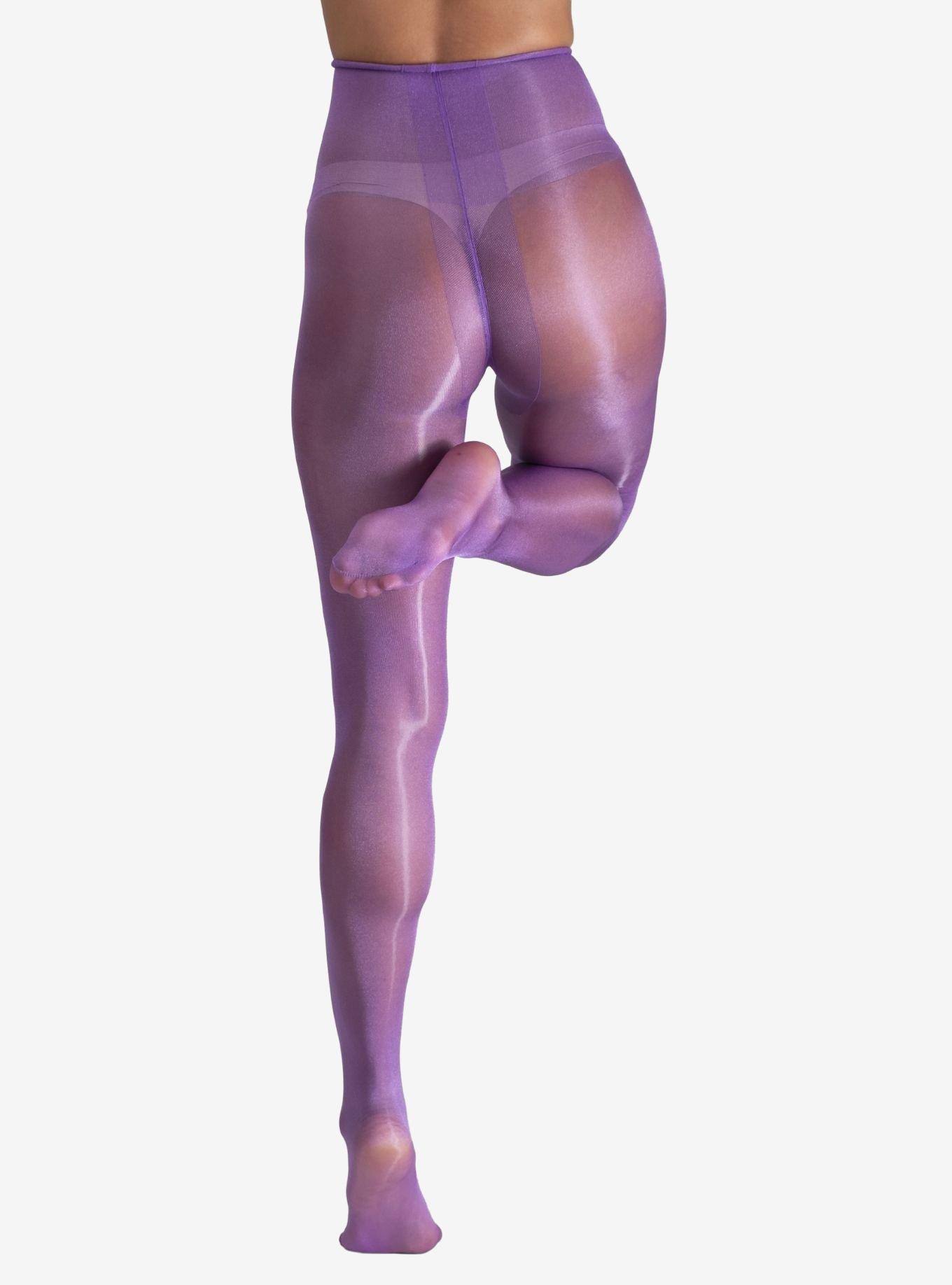 LECHERY Purple Lustrous Silky Shiny 20 Denier Tights, PURPLE, alternate