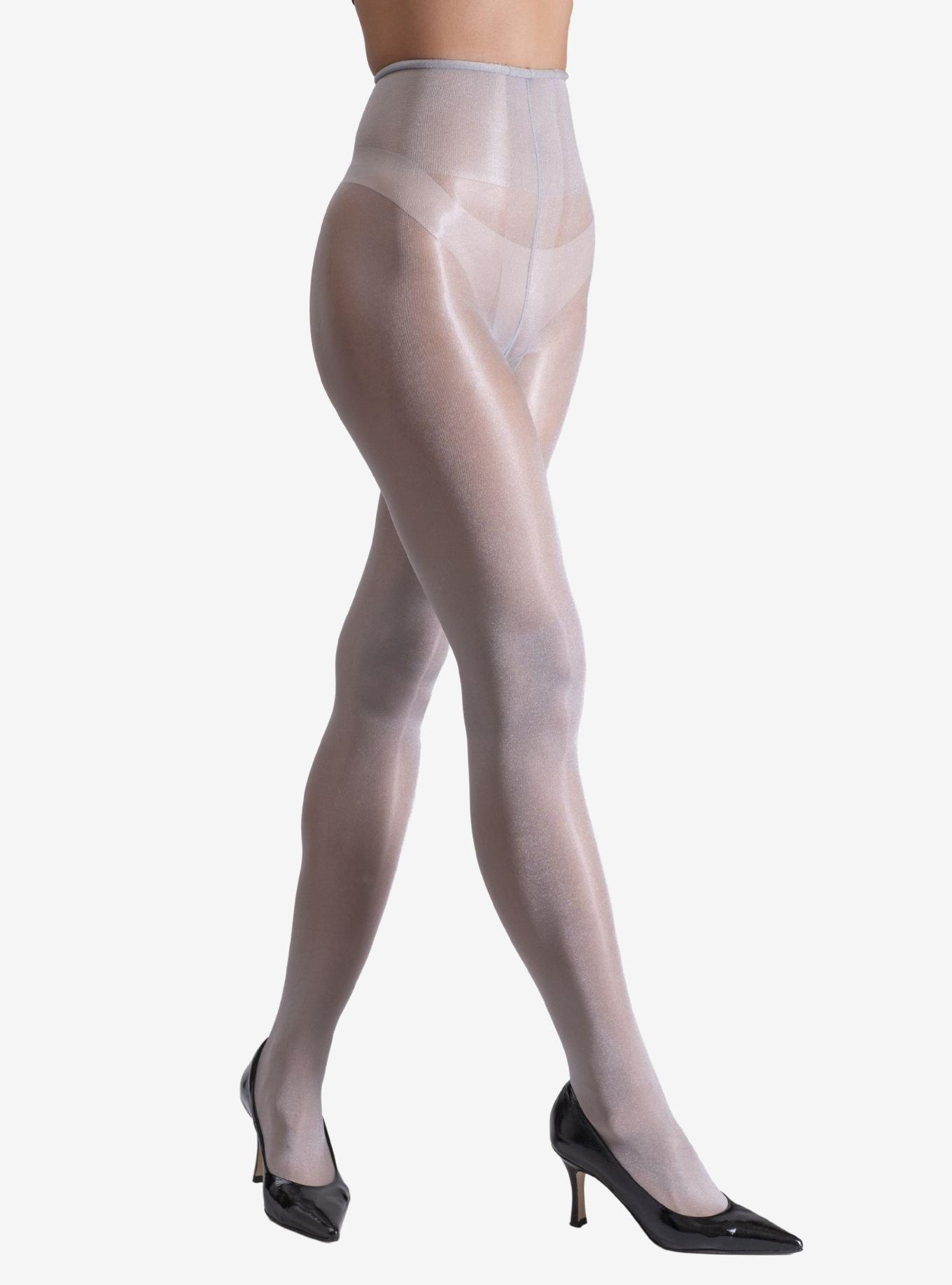 LECHERY Grey Lustrous Silky Shiny 20 Denier Tights, GREY, alternate