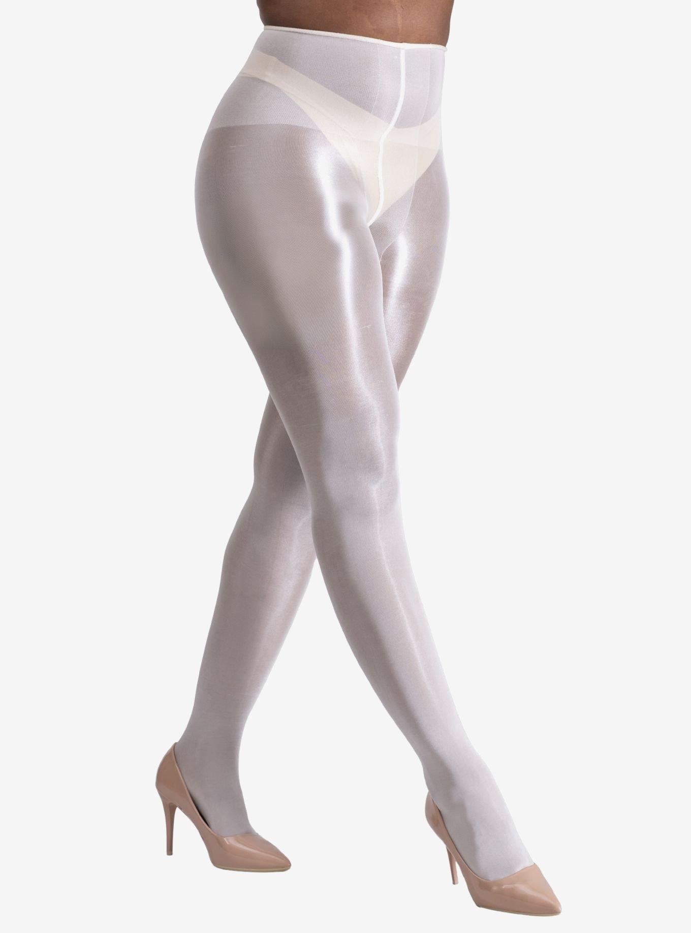 LECHERY White Lustrous Silky Shiny 20 Denier Tights, , hi-res