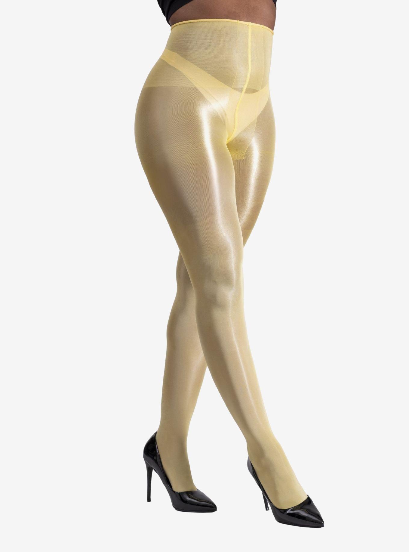 LECHERY Yellow Lustrous Silky Shiny 40 Denier Tights, , hi-res