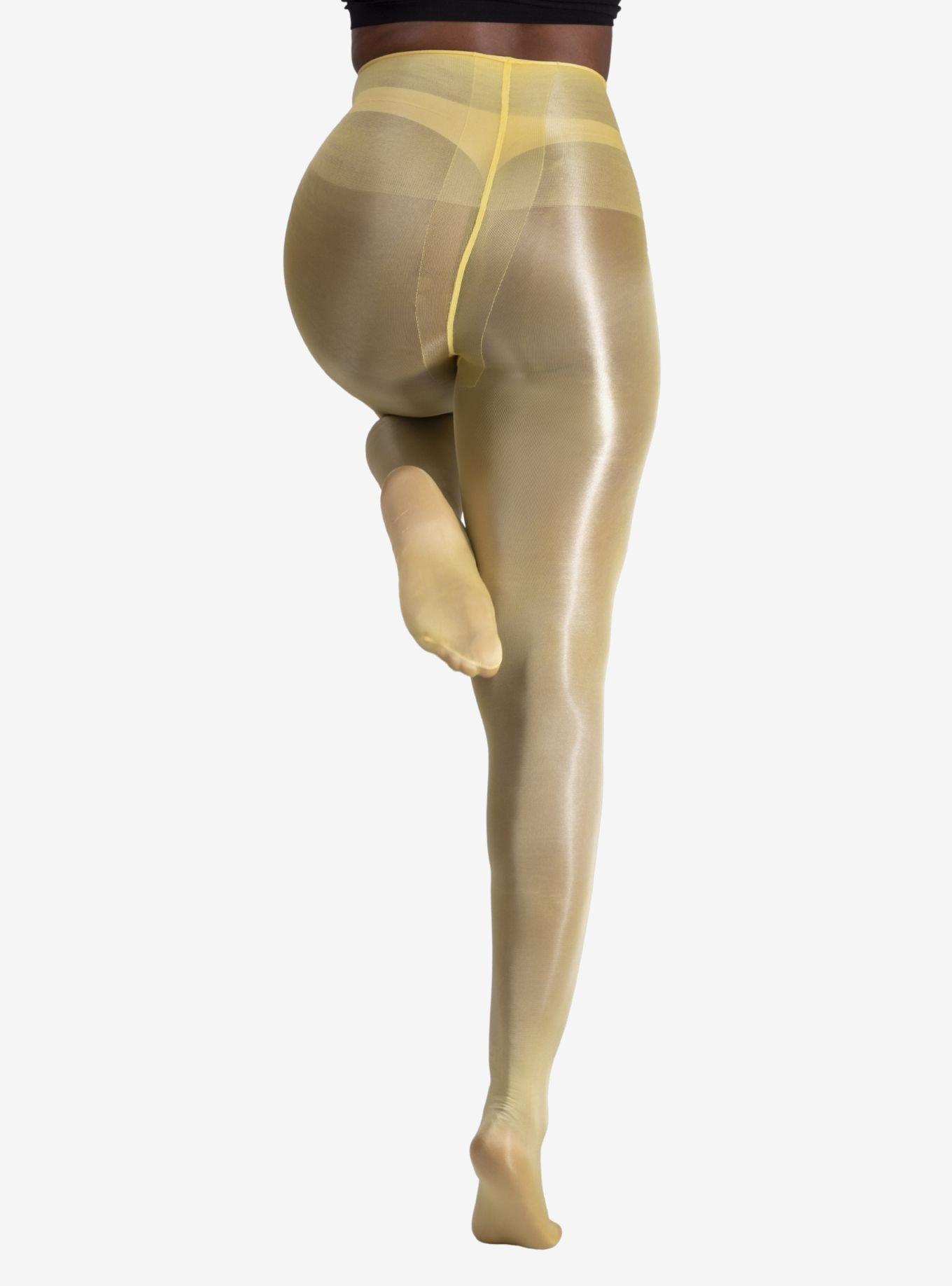 LECHERY Yellow Lustrous Silky Shiny 40 Denier Tights, BRIGHT YELLOW, alternate