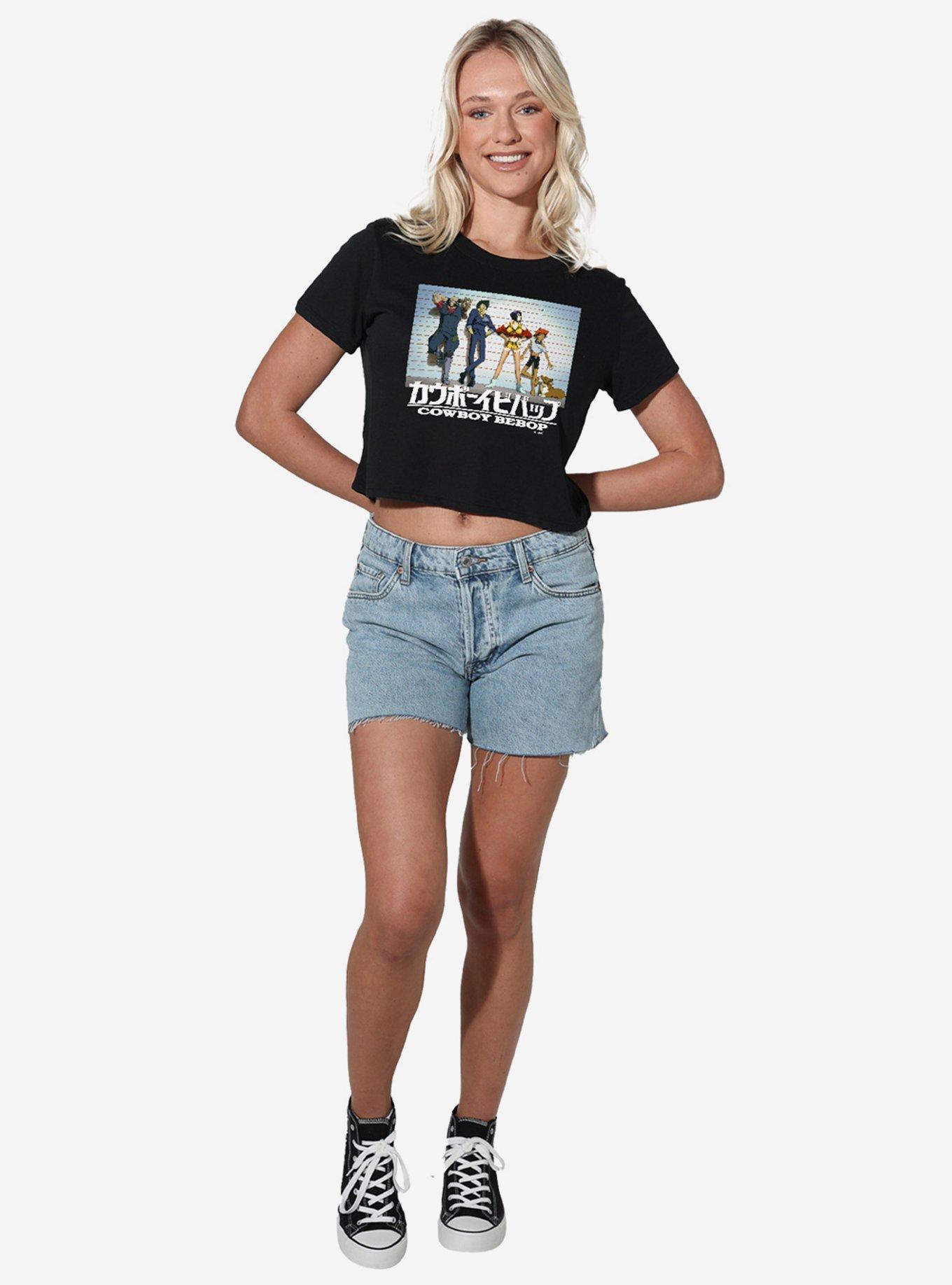 Cowboy Bebop Crew Line Up Girls Crop Top T-Shirt, BLACK, alternate