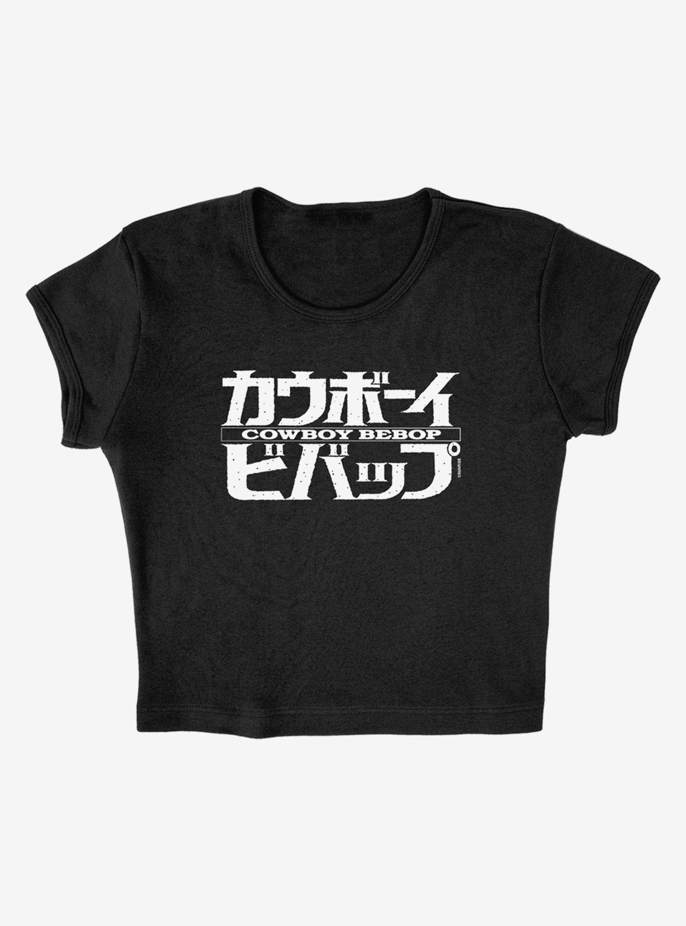 Cowboy Bebop Mono Logo Cap Sleeve Baby Rib Girls Crop Top, BLACK, alternate