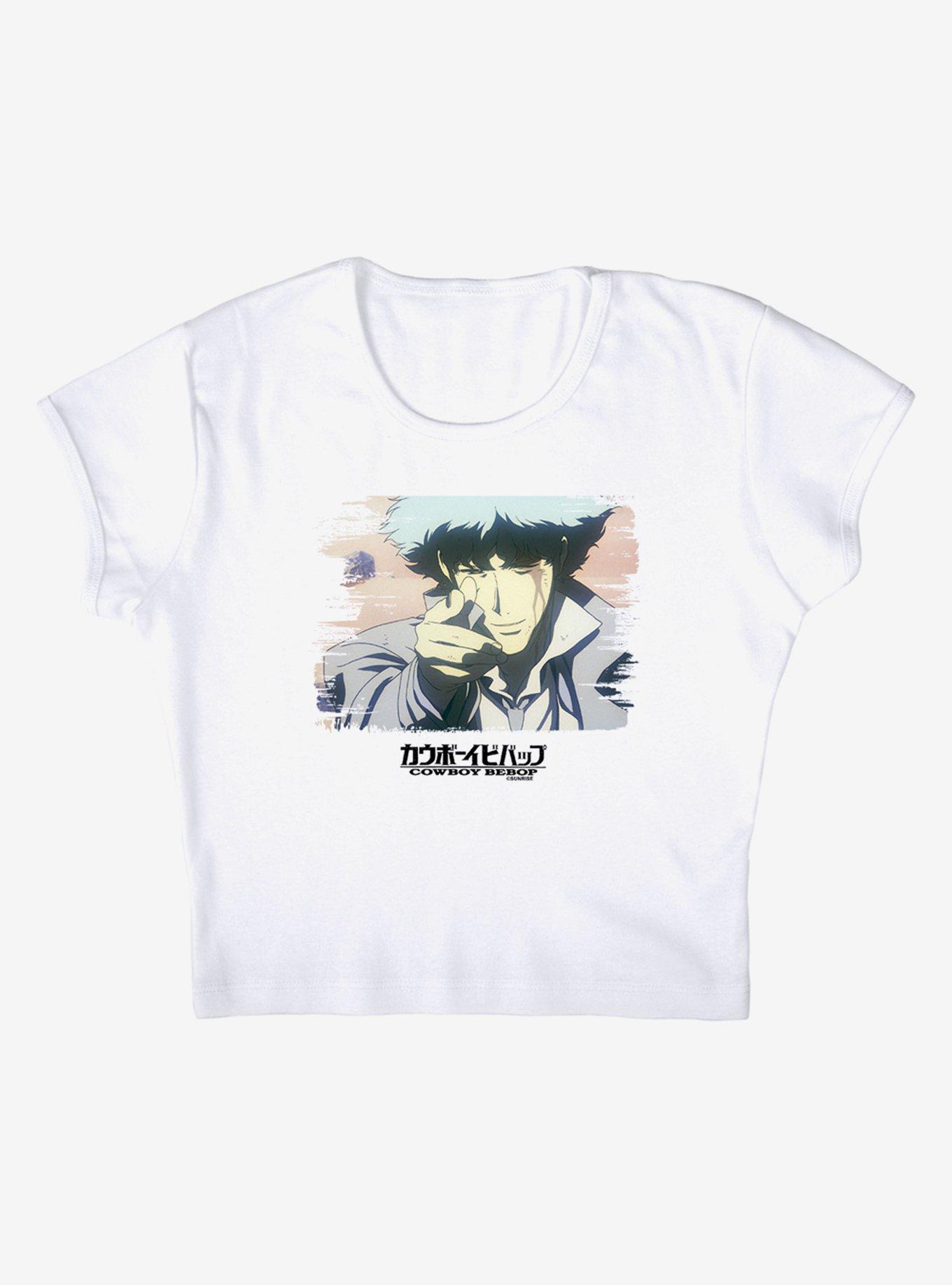 Cowboy Bebop Spike Spiegel's End Cap Sleeve Baby Rib Girls Crop Top, BRIGHT WHITE, alternate