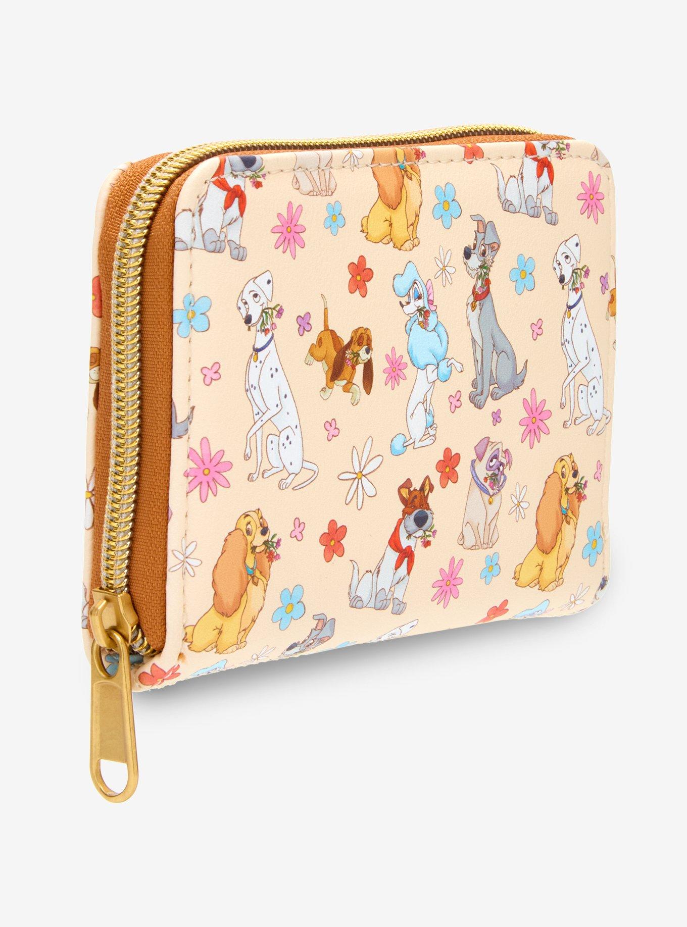 Loungefly Disney Dogs Floral Mini Zipper Wallet, , hi-res