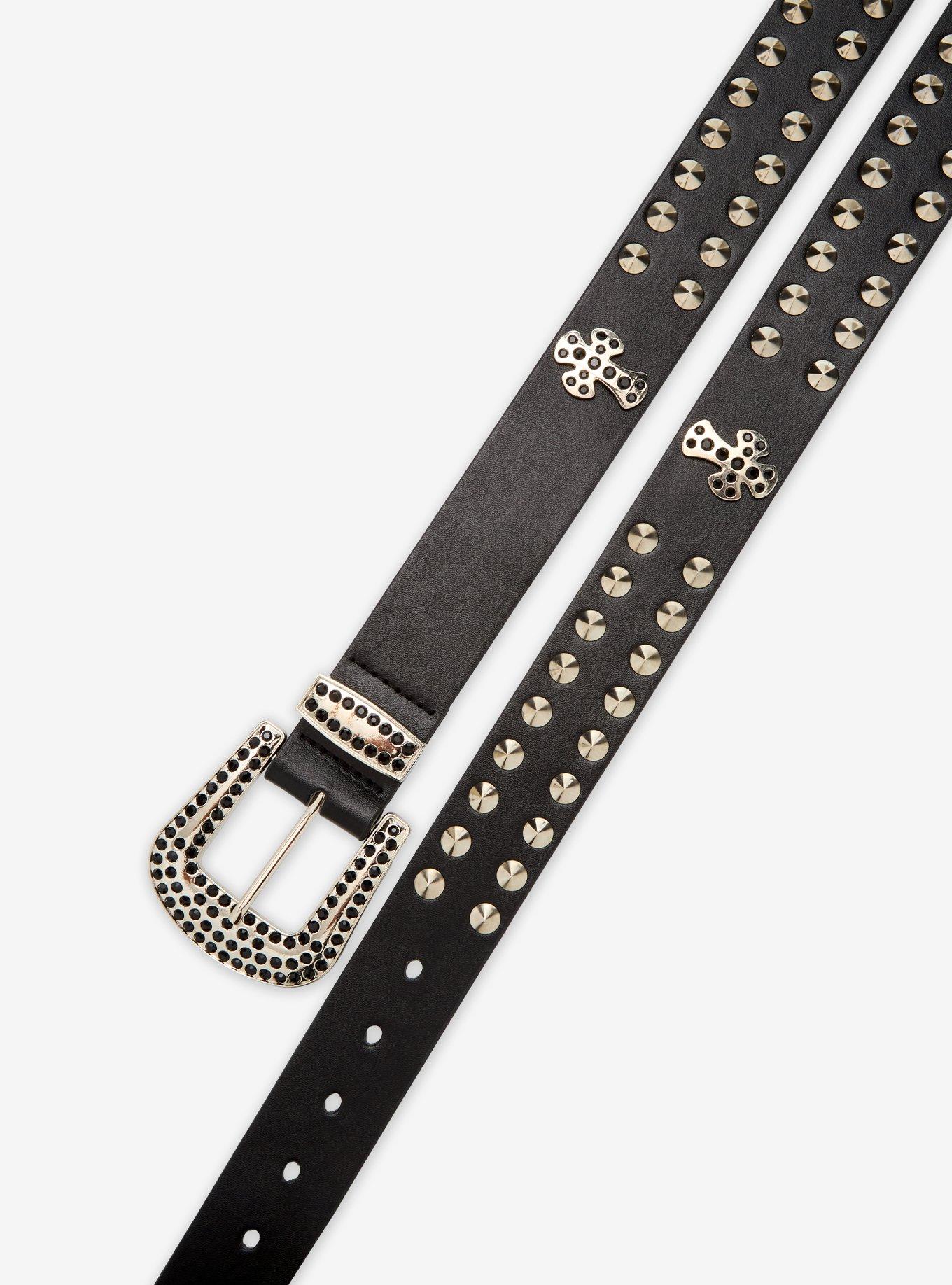 Black Bling Cross Stud Belt, , hi-res