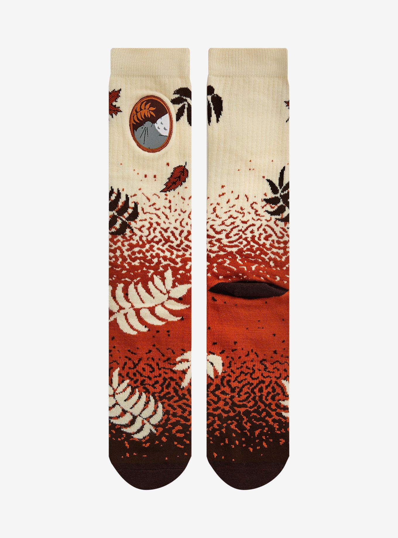 Studio Ghibli® My Neighbor Totoro Brown Leaves Crew Socks, , hi-res