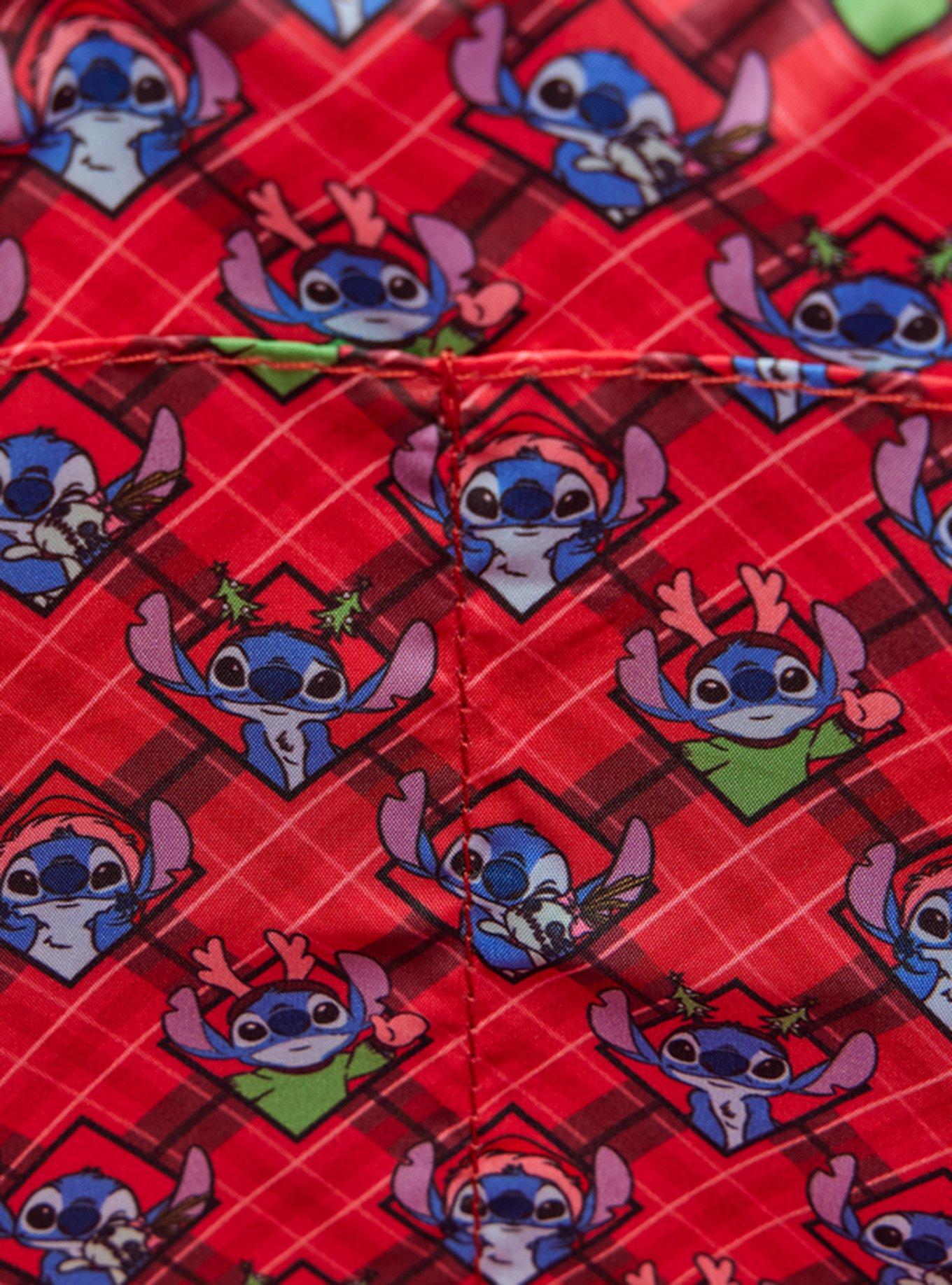 Loungefly Disney Lilo & Stitch Scrump & Stitch Christmas Tree Iridescent Pin Display Convertible Tote Bag