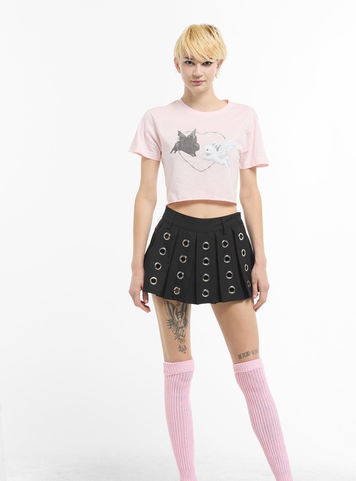 Angel & Devil Bunny Girls Crop T-Shirt By Vampire Valentine, , hi-res