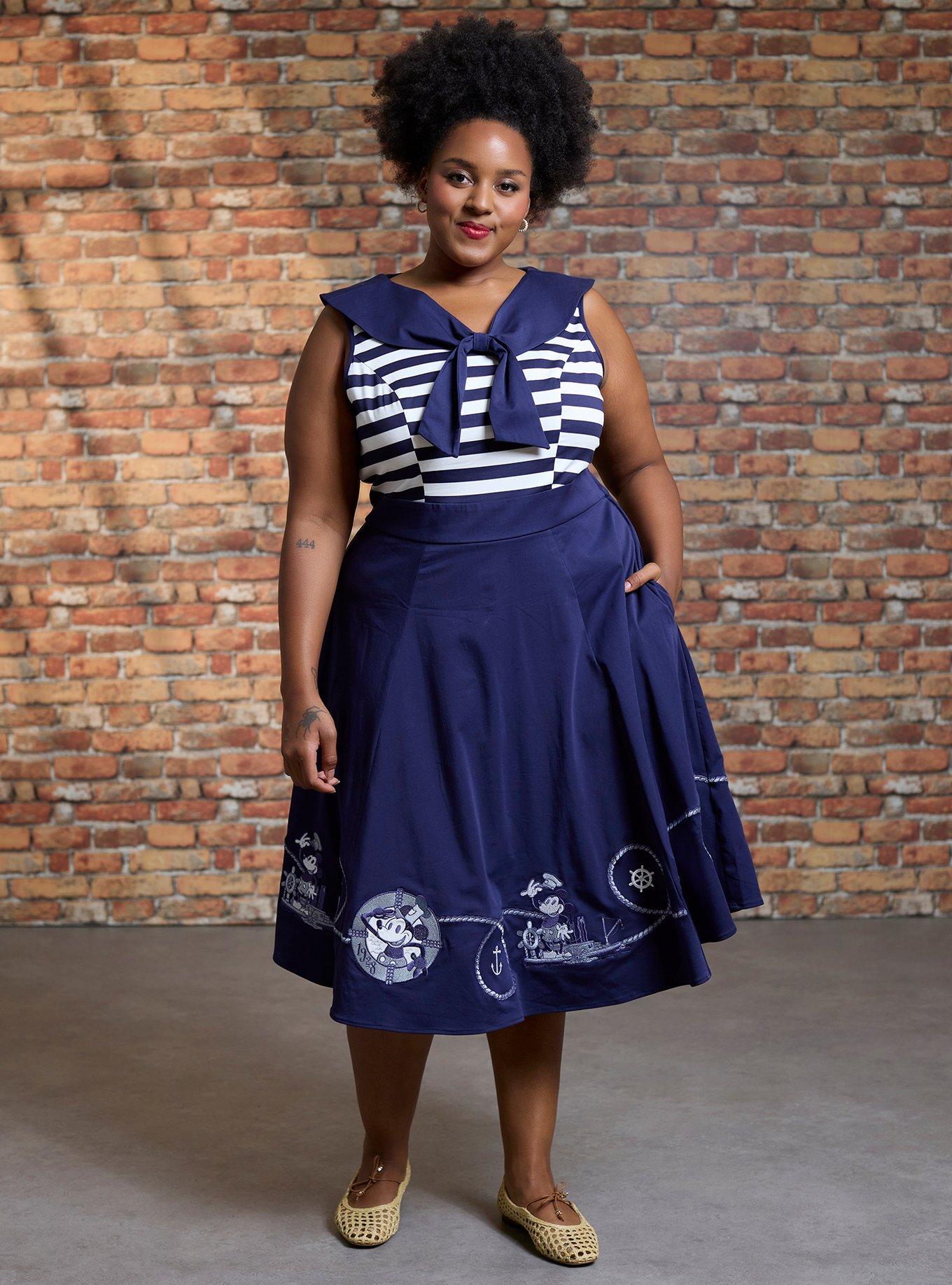 Her Universe Disney Steamboat Willie Sailor Retro Dress Plus Size Her Universe Exclusive, , hi-res