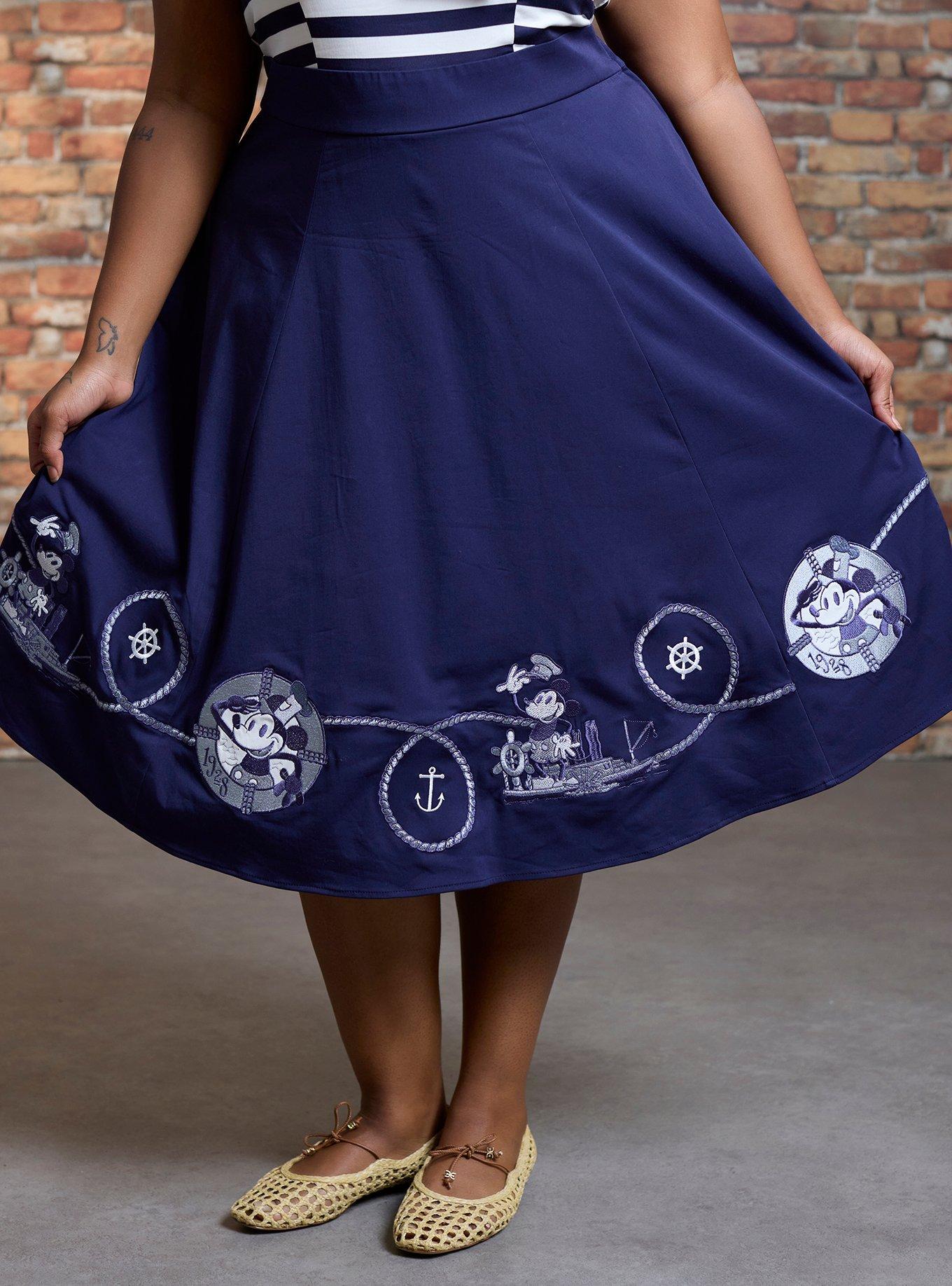 Her Universe Disney Steamboat Willie Sailor Retro Dress Plus Size Her Universe Exclusive, NAVY  WHITE, alternate