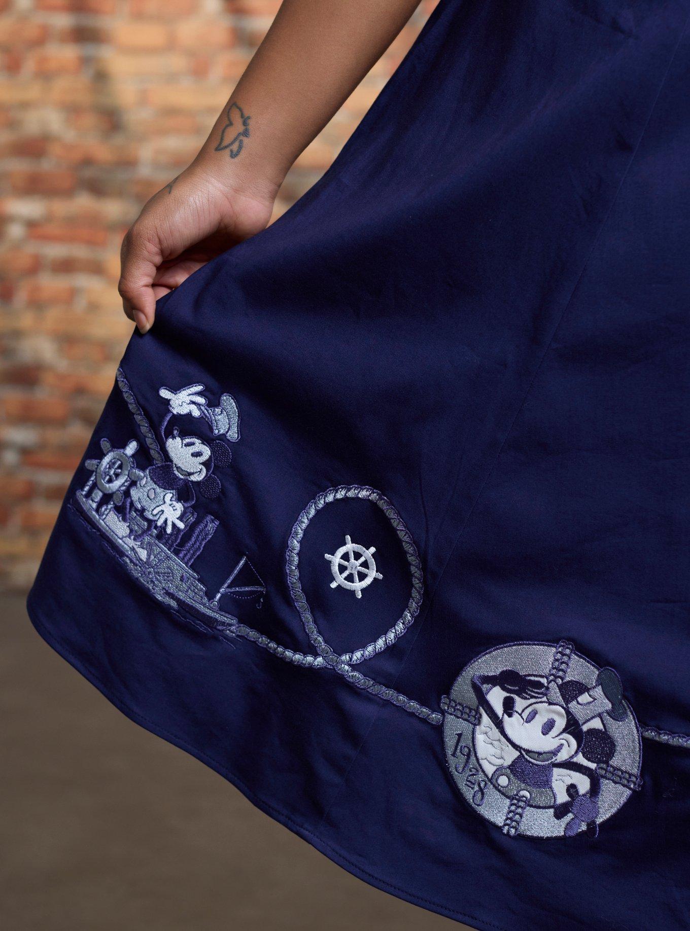 Her Universe Disney Steamboat Willie Sailor Retro Dress Plus Size Her Universe Exclusive, NAVY  WHITE, alternate