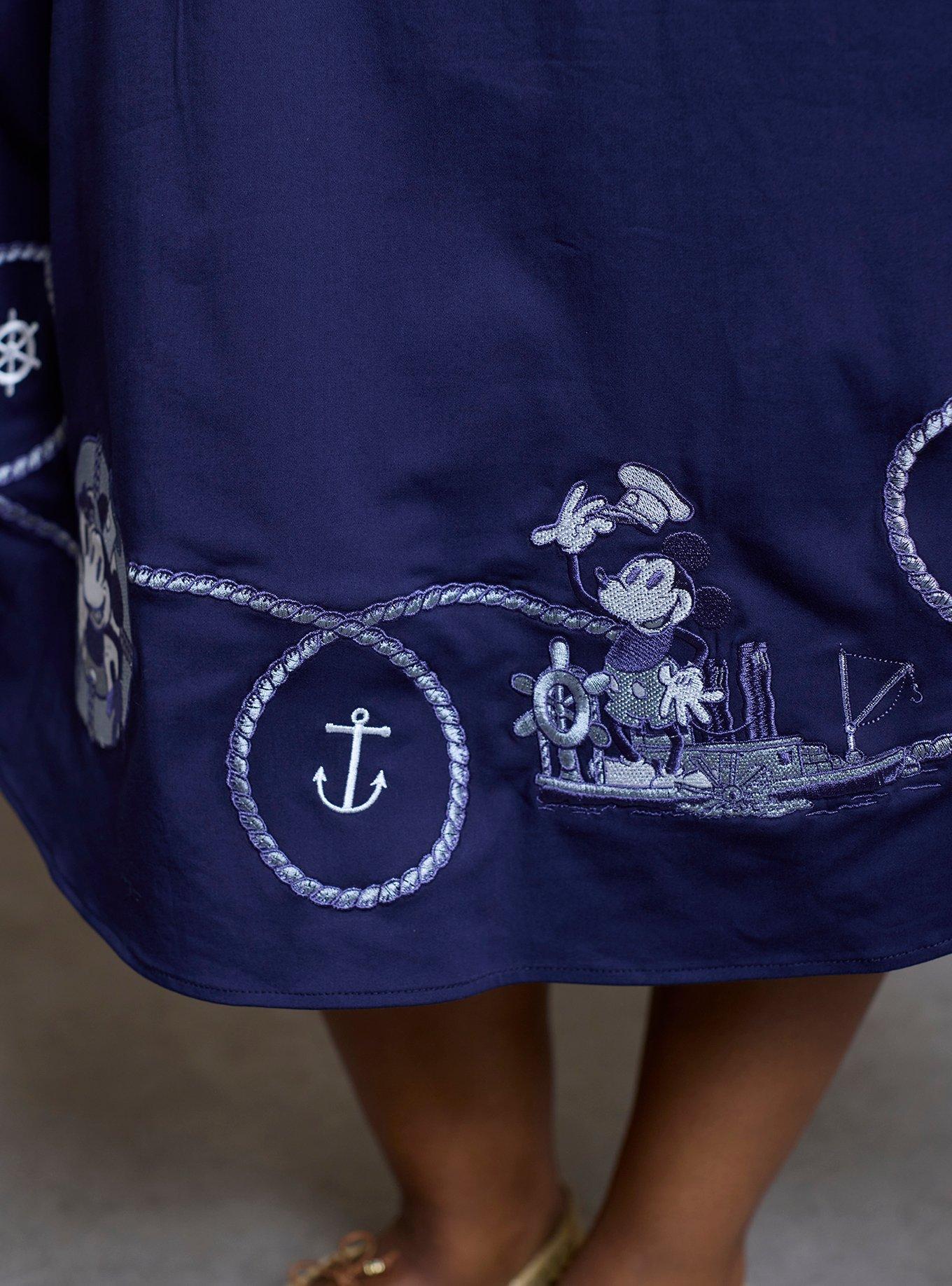 Her Universe Disney Steamboat Willie Sailor Retro Dress Plus Size Her Universe Exclusive, NAVY  WHITE, alternate