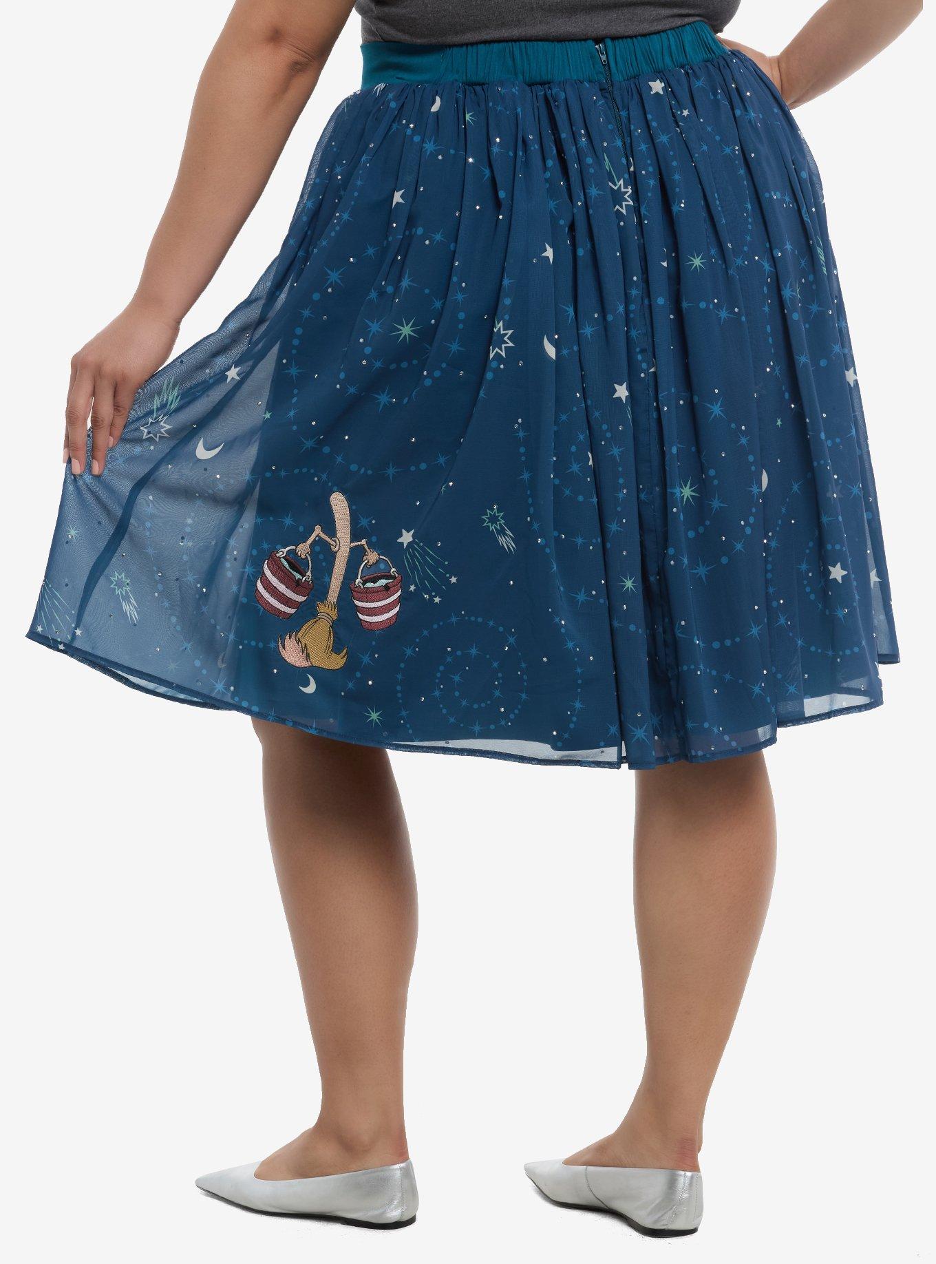 Her Universe Disney Fantasia The Sorcerer's Apprentice Retro Skirt Plus Size Her Universe Exclusive, , hi-res