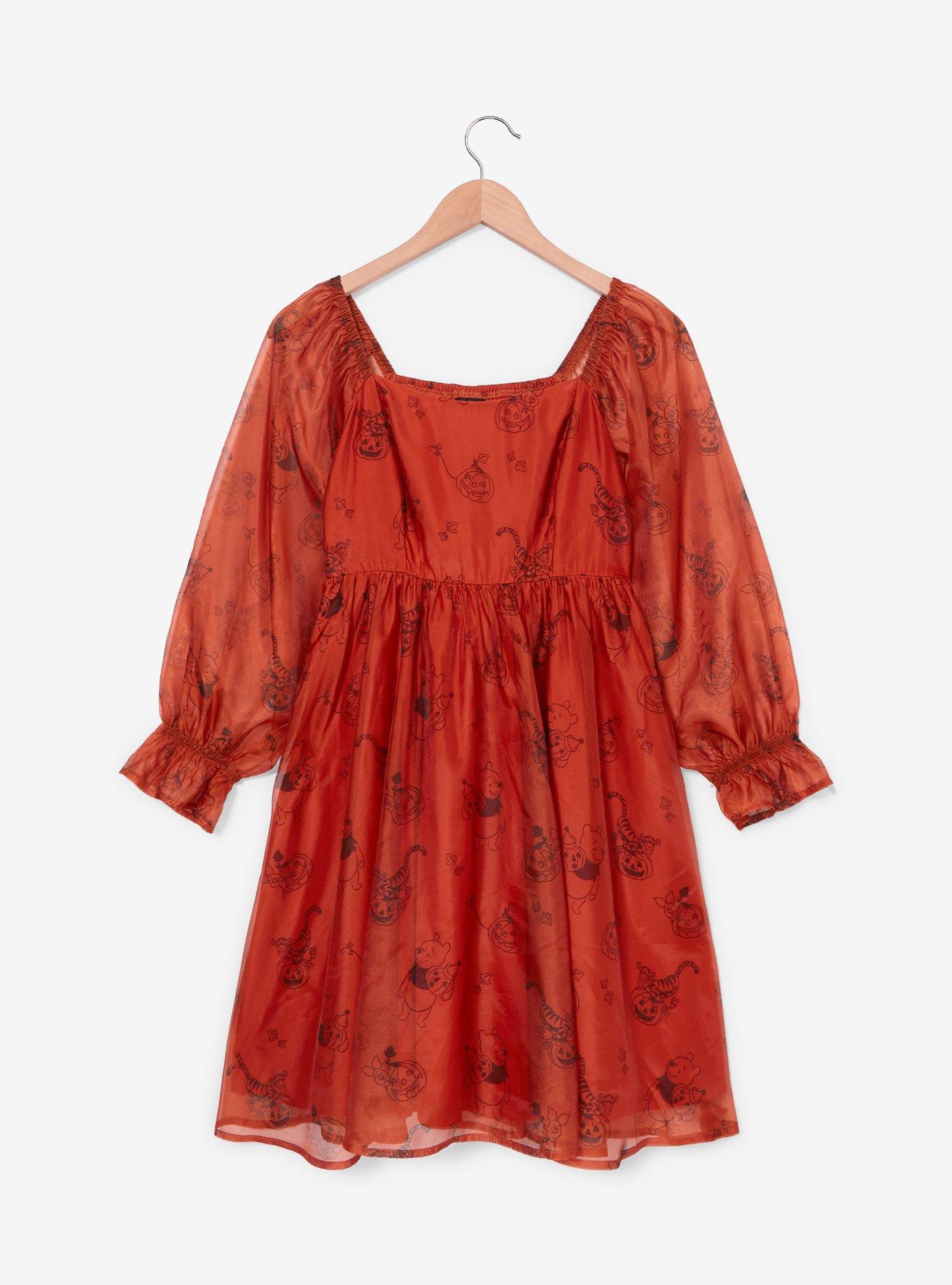 Disney Winnie the Pooh Halloween Allover Print Long Sleeve Dress, , hi-res