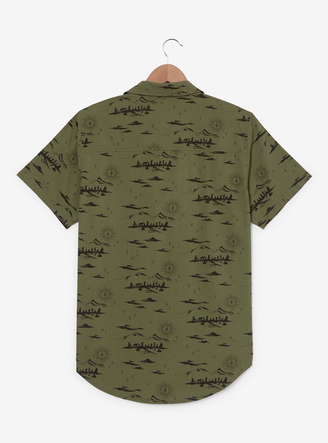 The Lord of the Rings Mountain Scenes Allover Print Woven Button-Up, MULTI, alternate