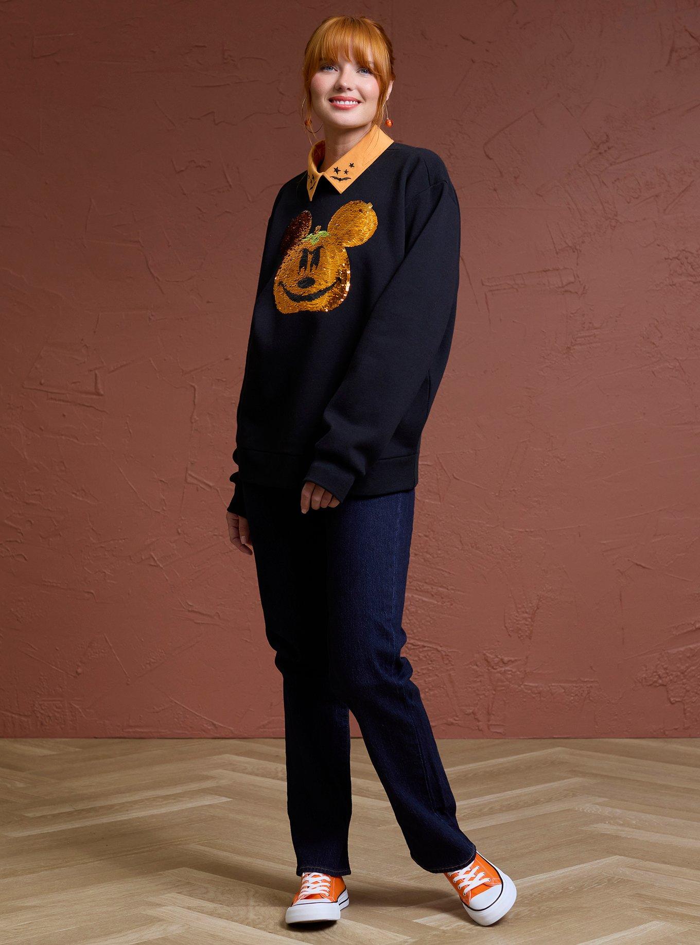 Her Universe Disney Mickey Mouse Sequin Pumpkin Collared Sweatshirt Her Universe Exclusive, , hi-res