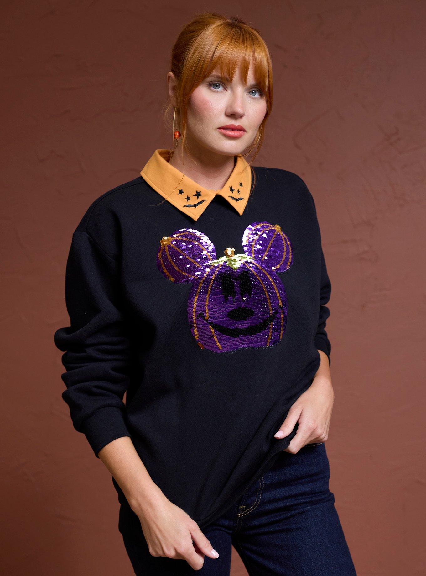 Her Universe Disney Mickey Mouse Sequin Pumpkin Collared Sweatshirt Her Universe Exclusive, MULTI, alternate - view 4