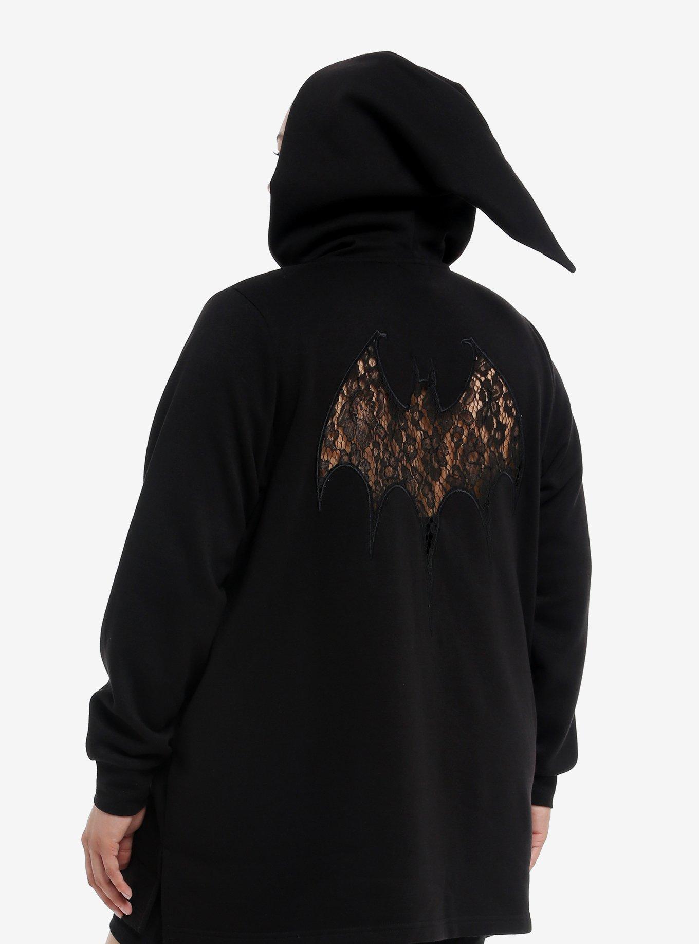 Cosmic Aura Moon Phases Lace Cutout Girls Hooded Cardigan Plus Size, , hi-res
