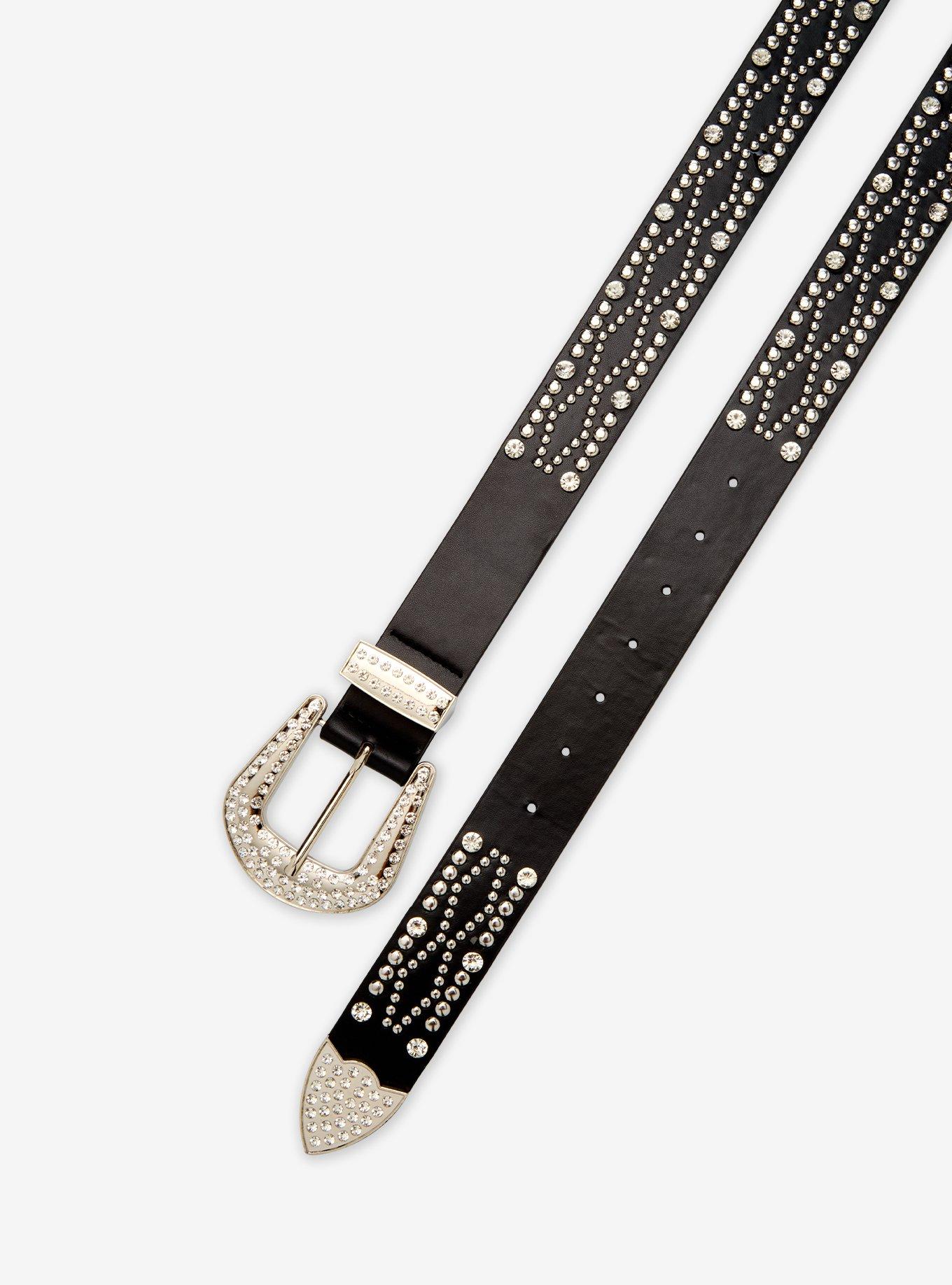 Black Wave Stud Bling Western Belt, , hi-res