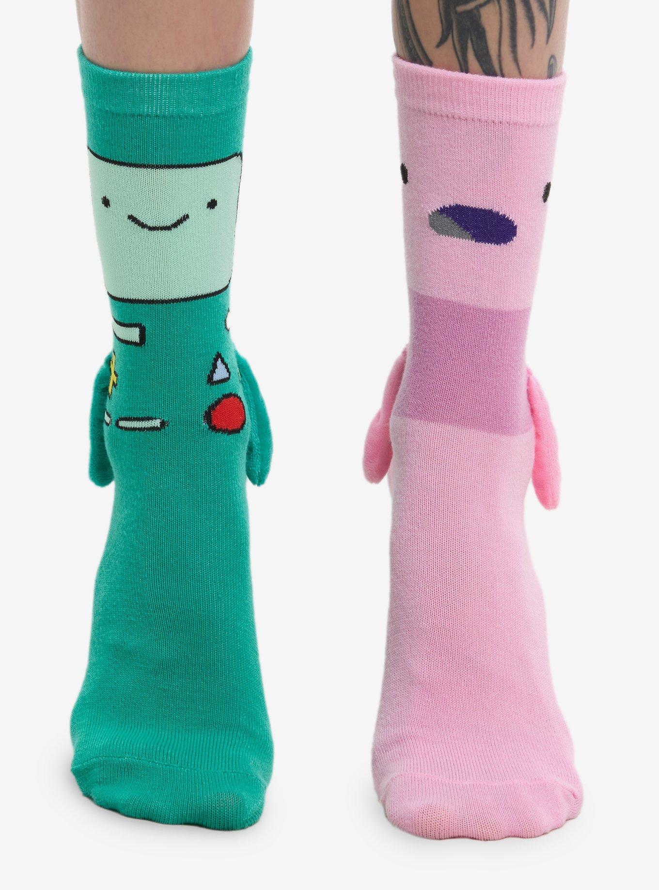 Adventure Time BMO & Shelby Magnetic Arms Mismatch Crew Socks, , hi-res