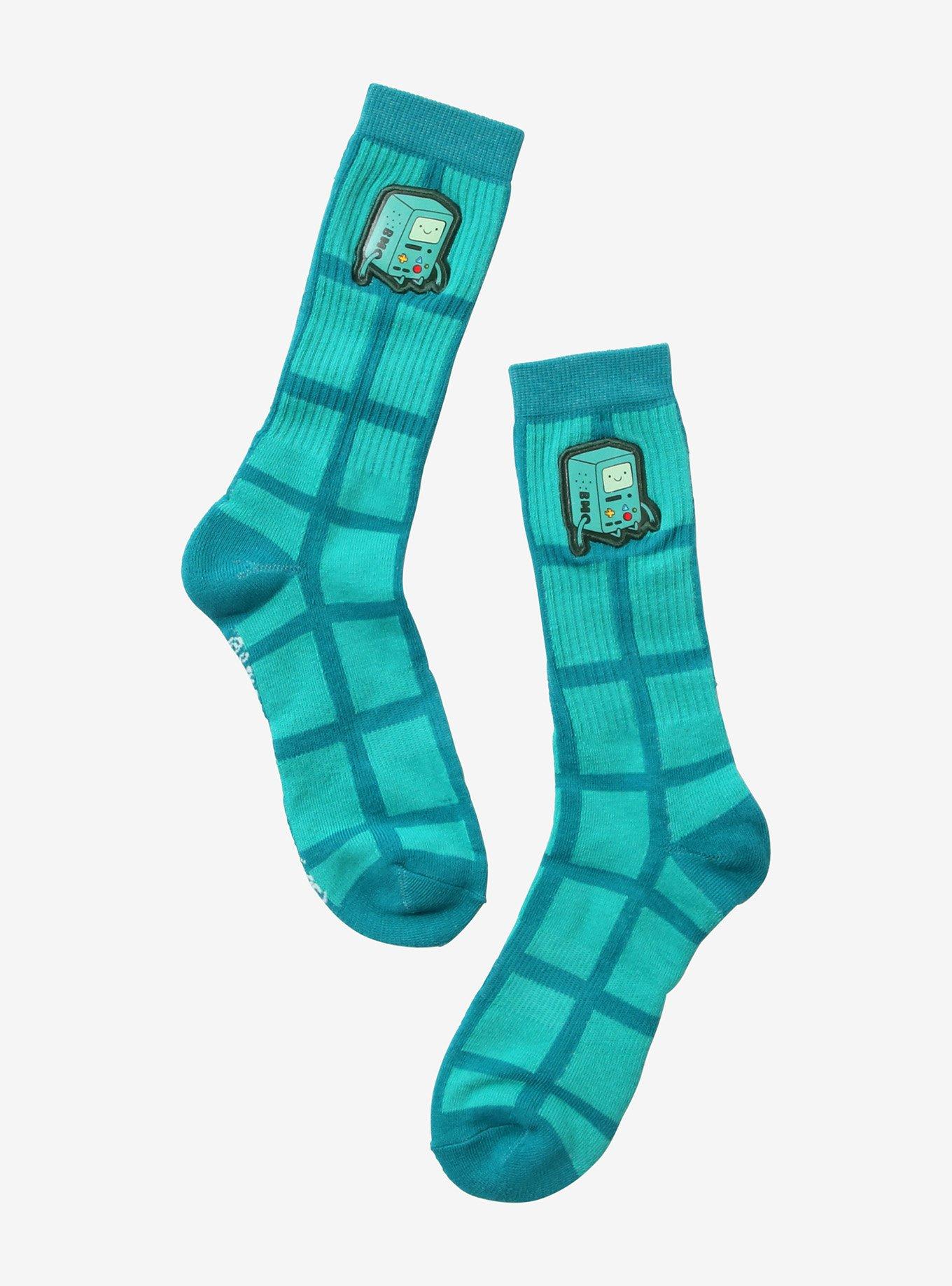 Adventure Time BMO Grid Crew Socks, , hi-res