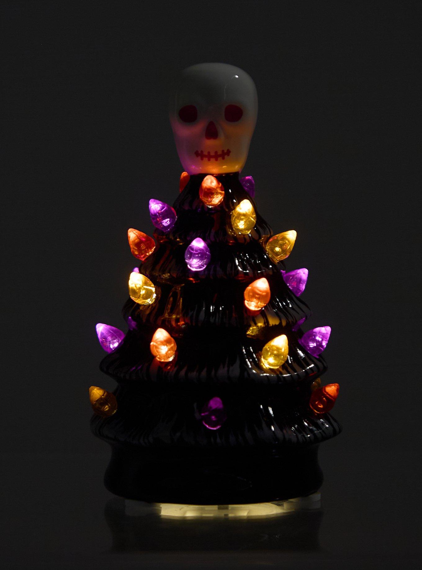 Skull Black Light-Up Mini Ceramic Tree, , hi-res