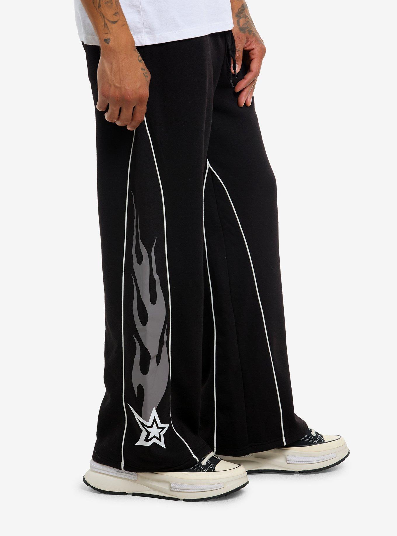 Black Flame & Star Sweatpants, BLACK, alternate
