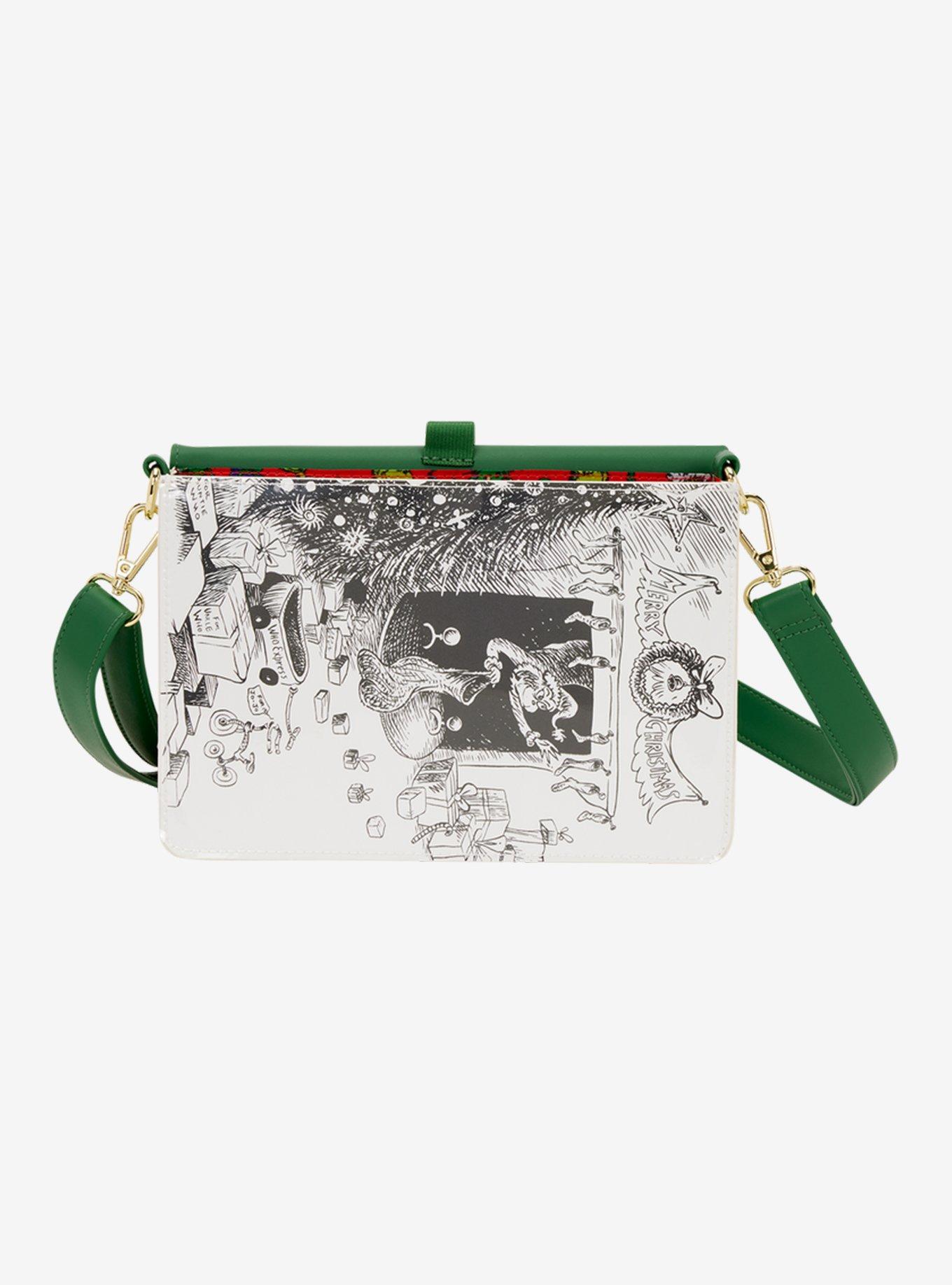 Loungefly Dr. Seuss How The Grinch Stole Christmas Figural Book Color-In Crossbody Bag, , alternate