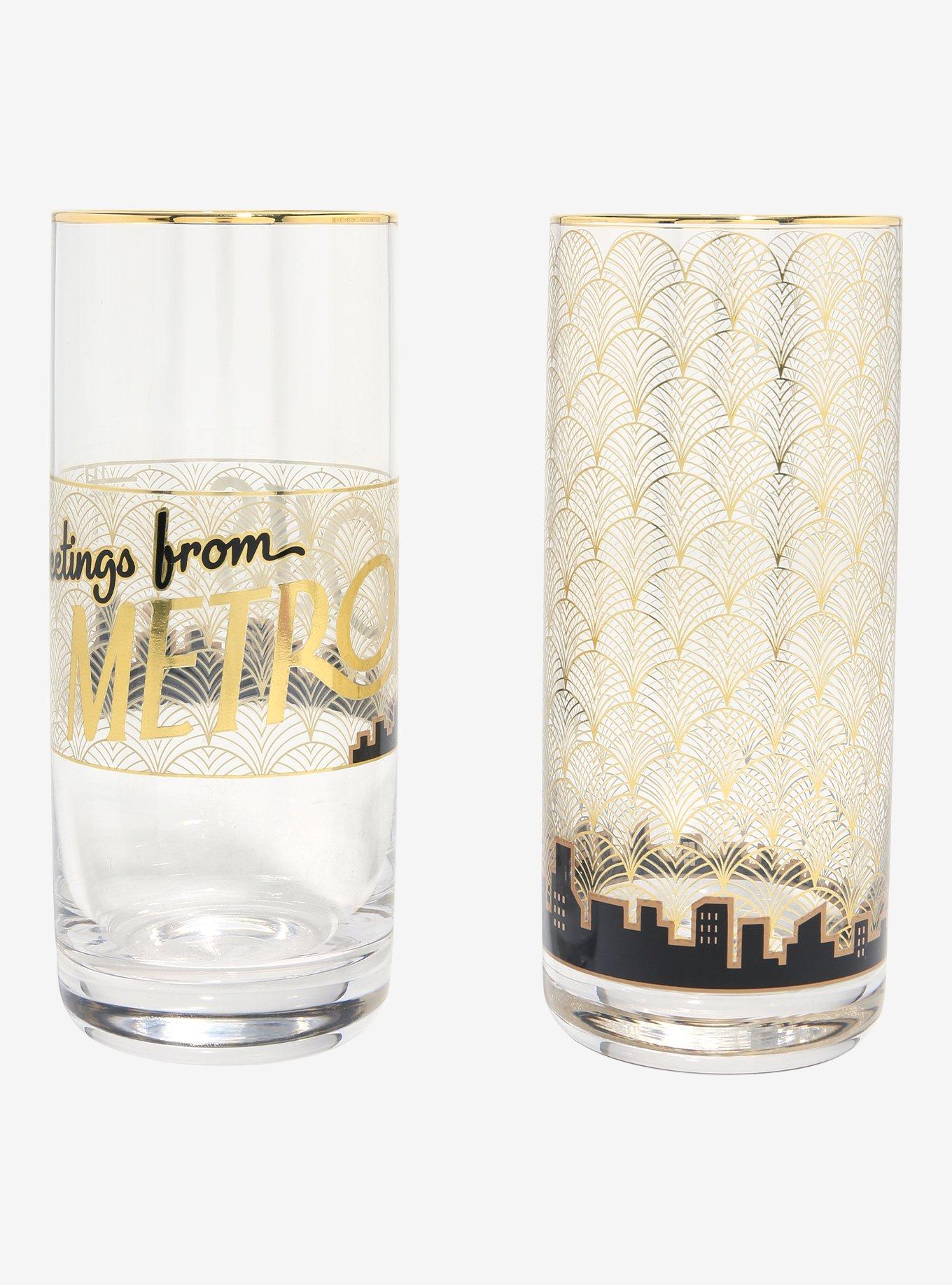 DC Comics Superman Metropolis Gold Tall Glass Set - BoxLunch Exclusive, , hi-res