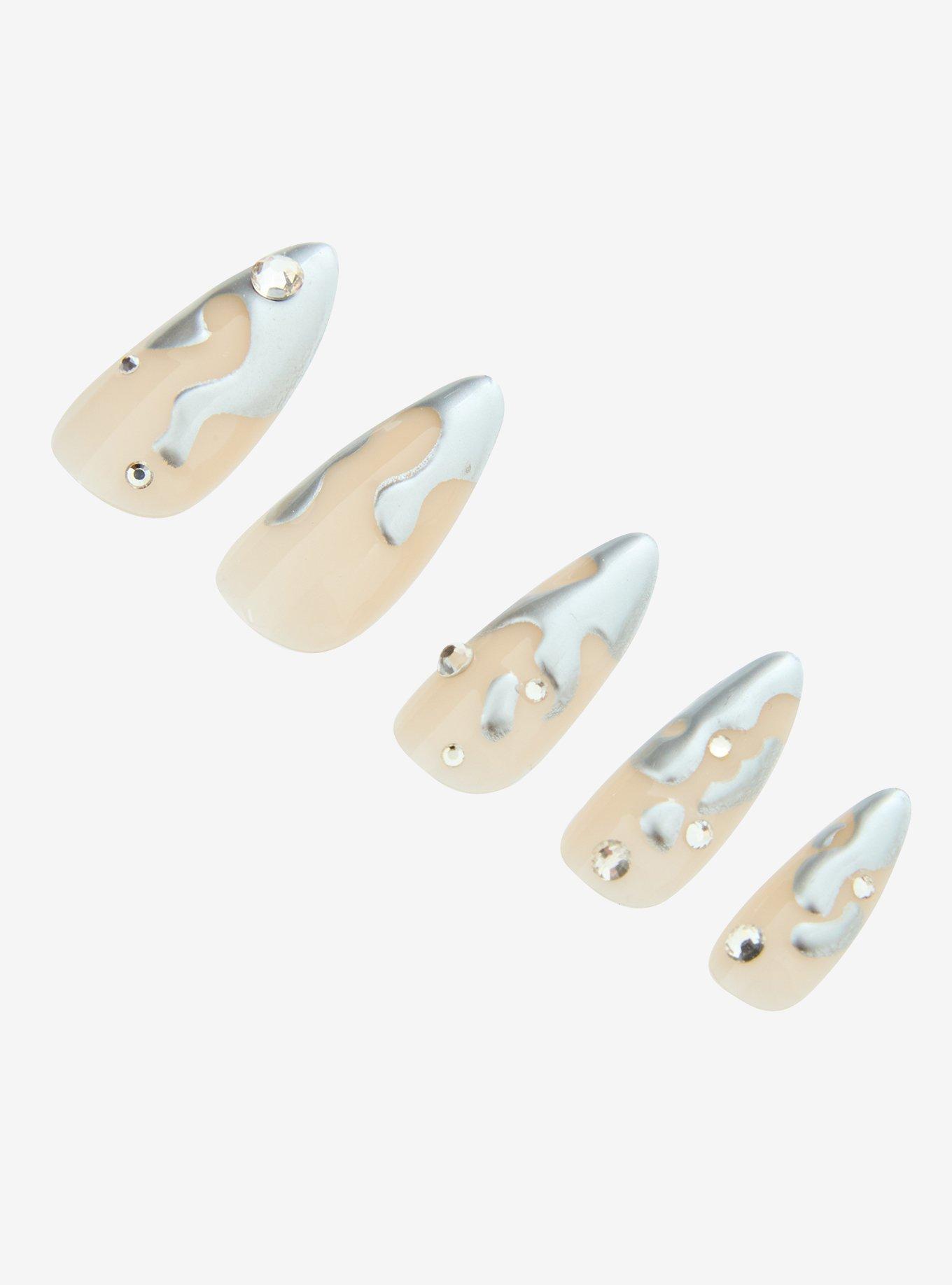 Abstract Chrome Press-On Nail Set, , alternate