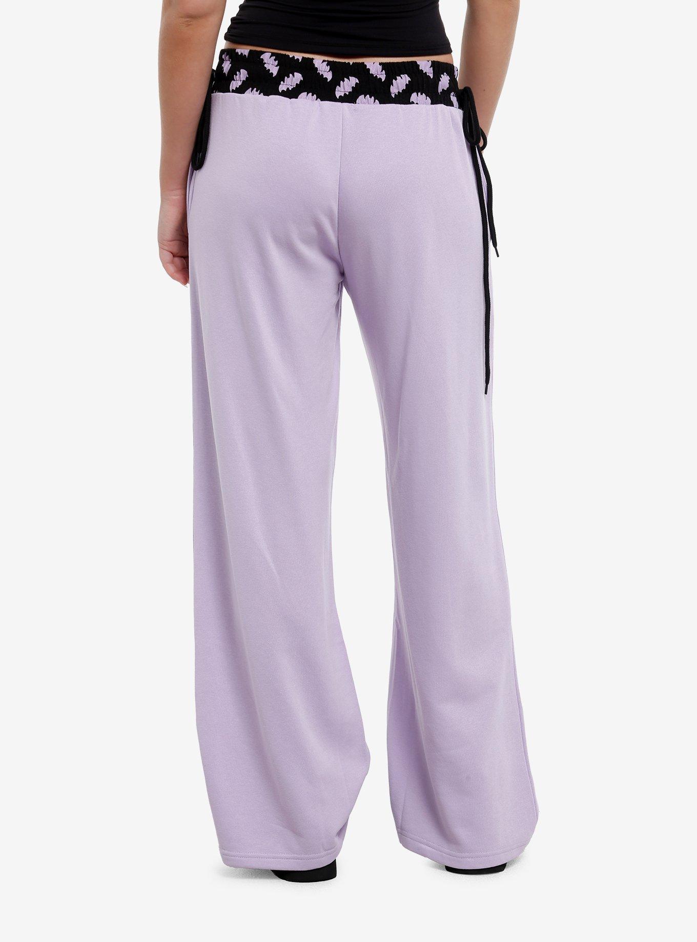 Sweet Society Lavender & Black Bats Wide Leg Lounge Pants, , hi-res